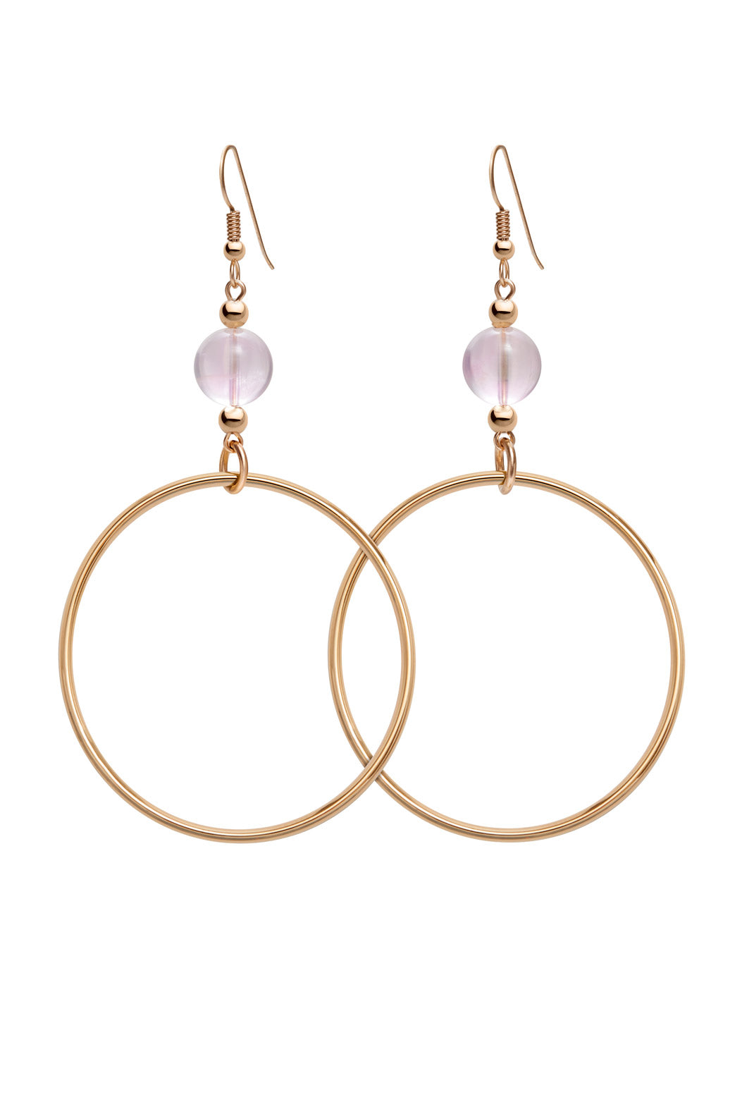 ROSE QUARTZ CLASSIC GOLD HOOP EARRINGS