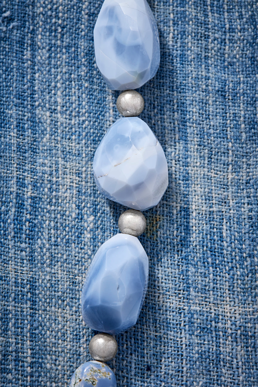 Deep Mystic Blue Topaz And Denim Blue Opal Necklace