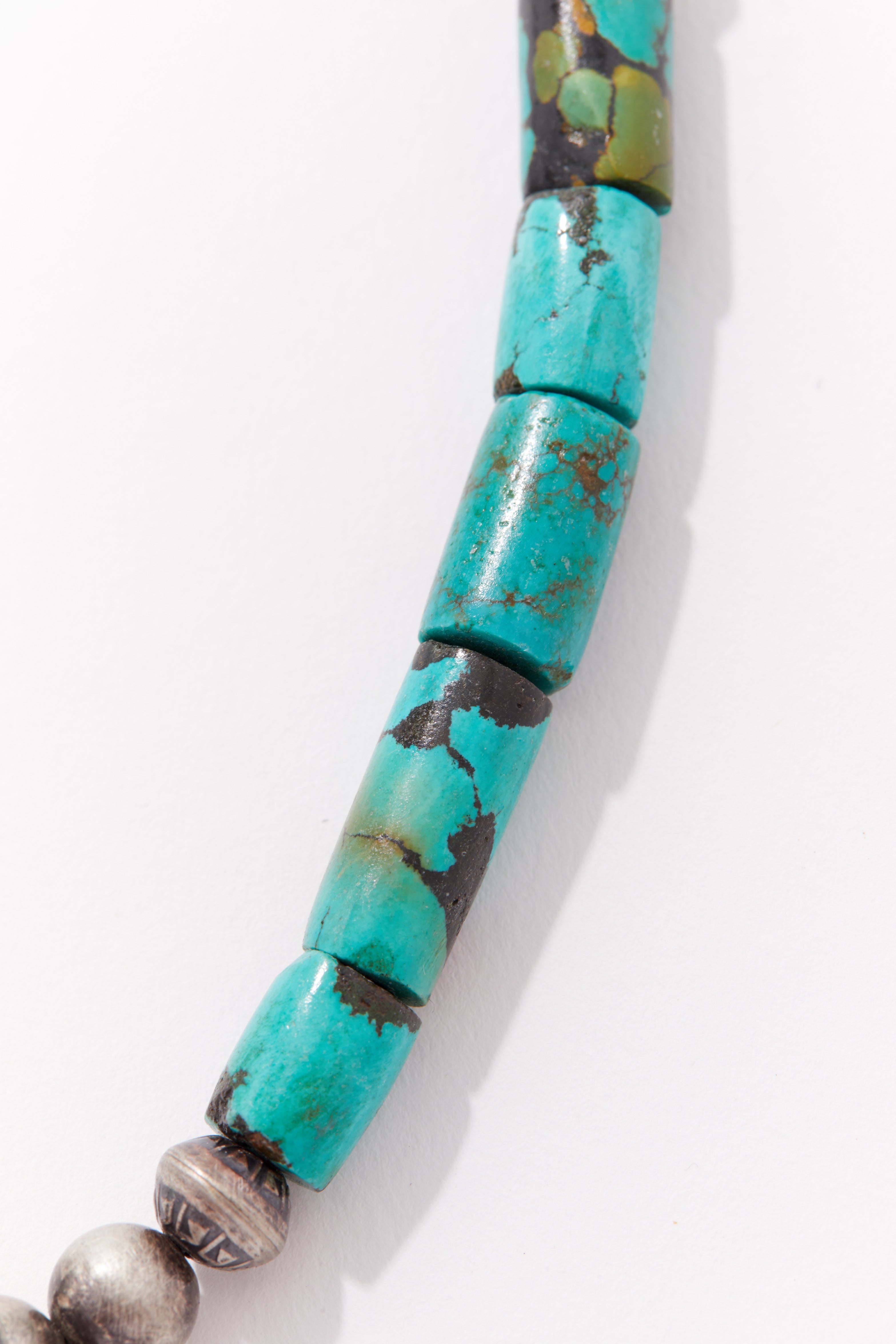 SWEET TURQUOISE AND STERLING SILVER CONCHO NECKLACE