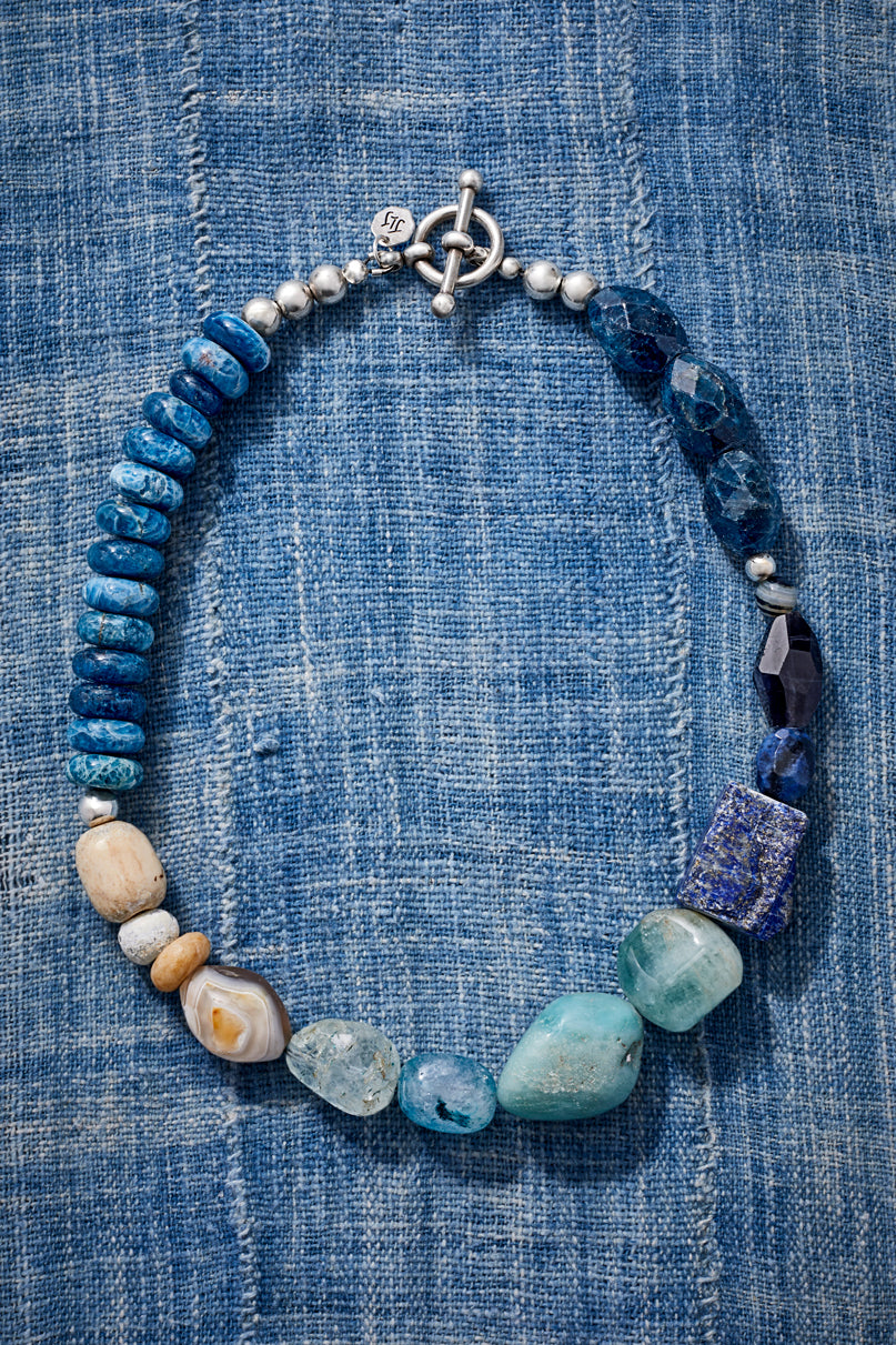 Denim Patchwork Choker Necklace