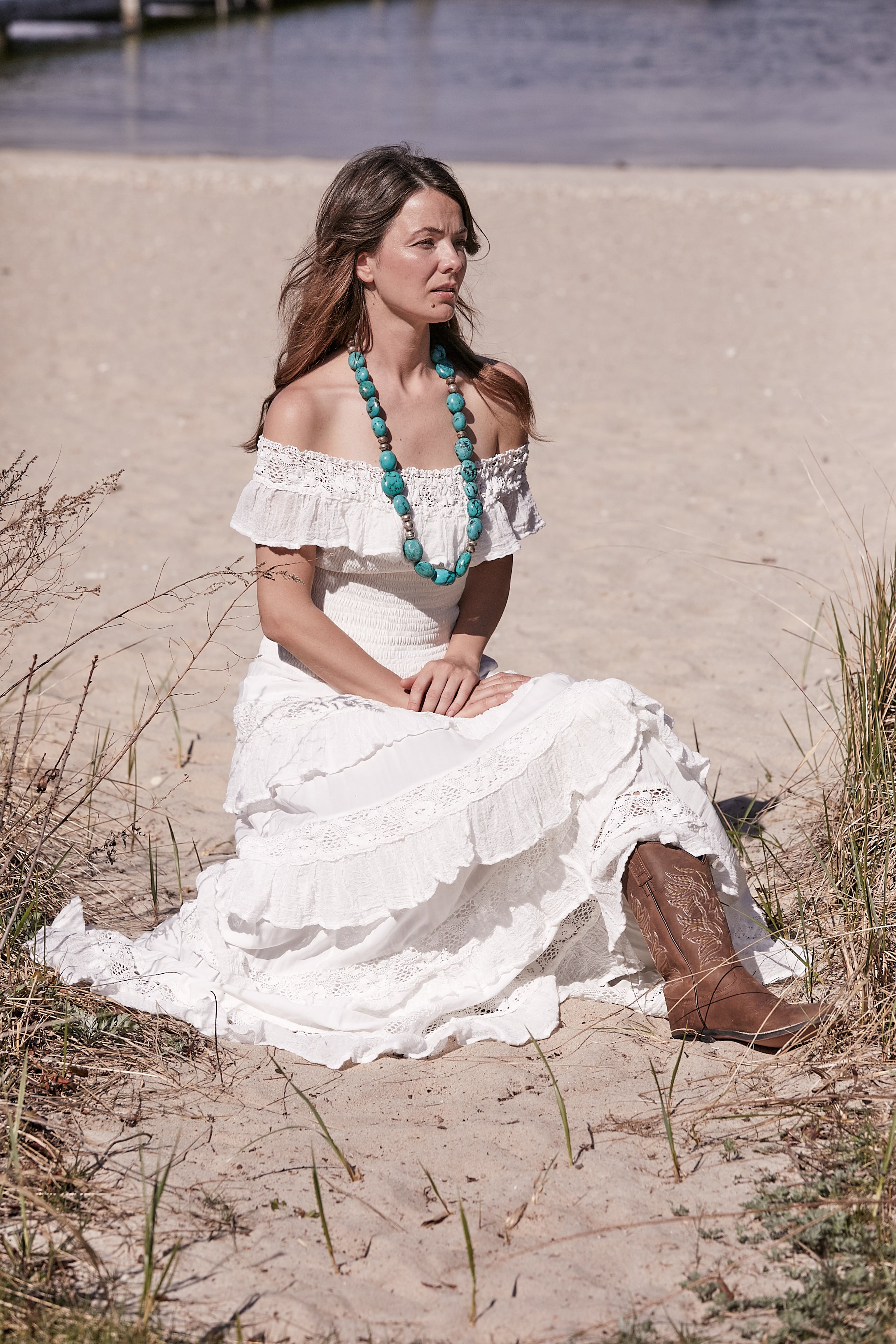 WHITE COASTAL COWGIRL GOWN