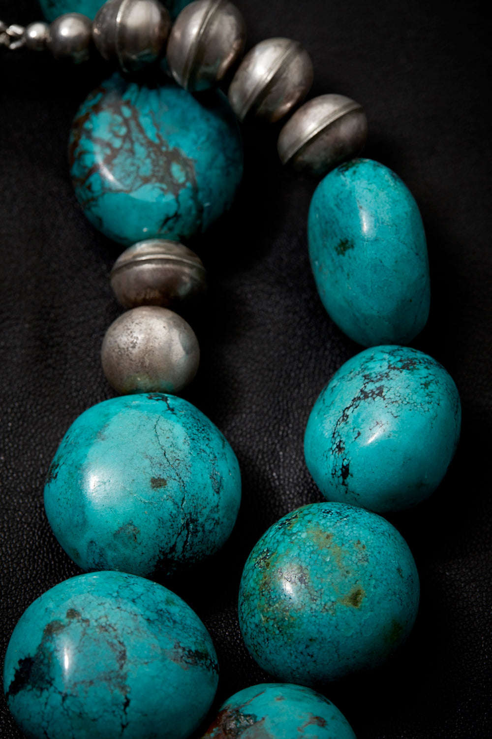 LONG TURQUOISE AND STERLING SILVER GODDESS NECKLACE