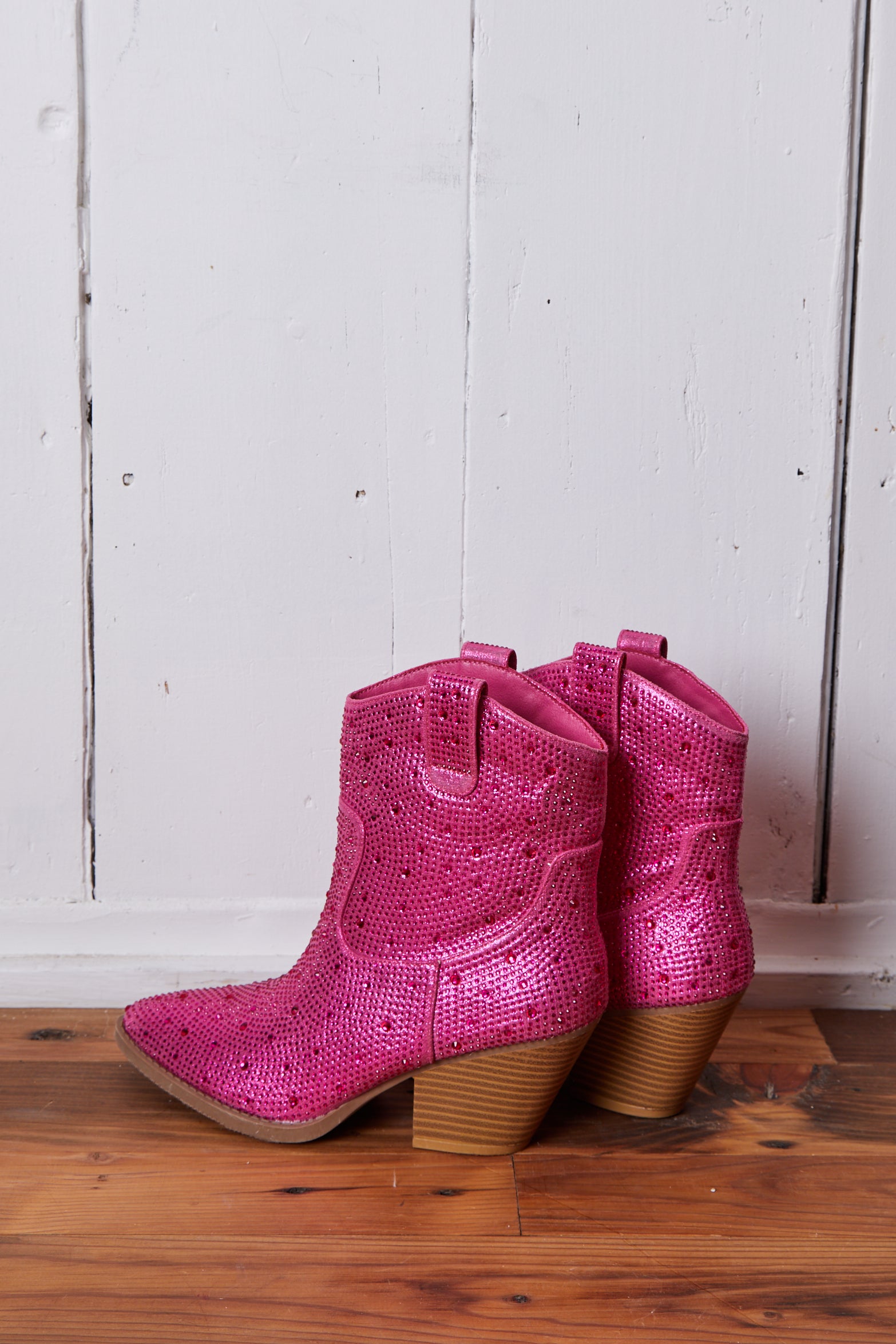 FUSCIA RHINESTONE SHORT COWBOY BOOTS