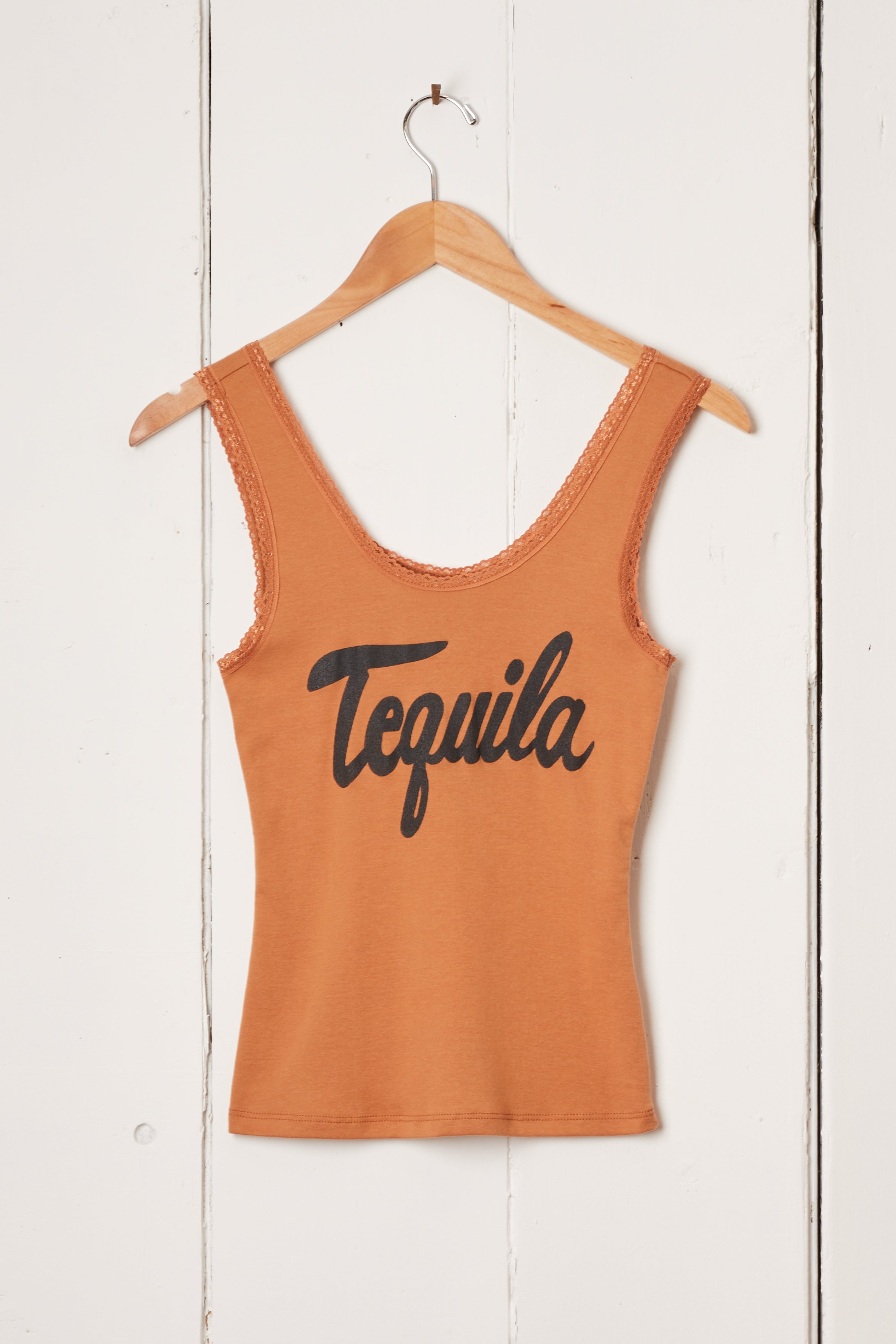 TEQUILA LACE TANK - COGNAC