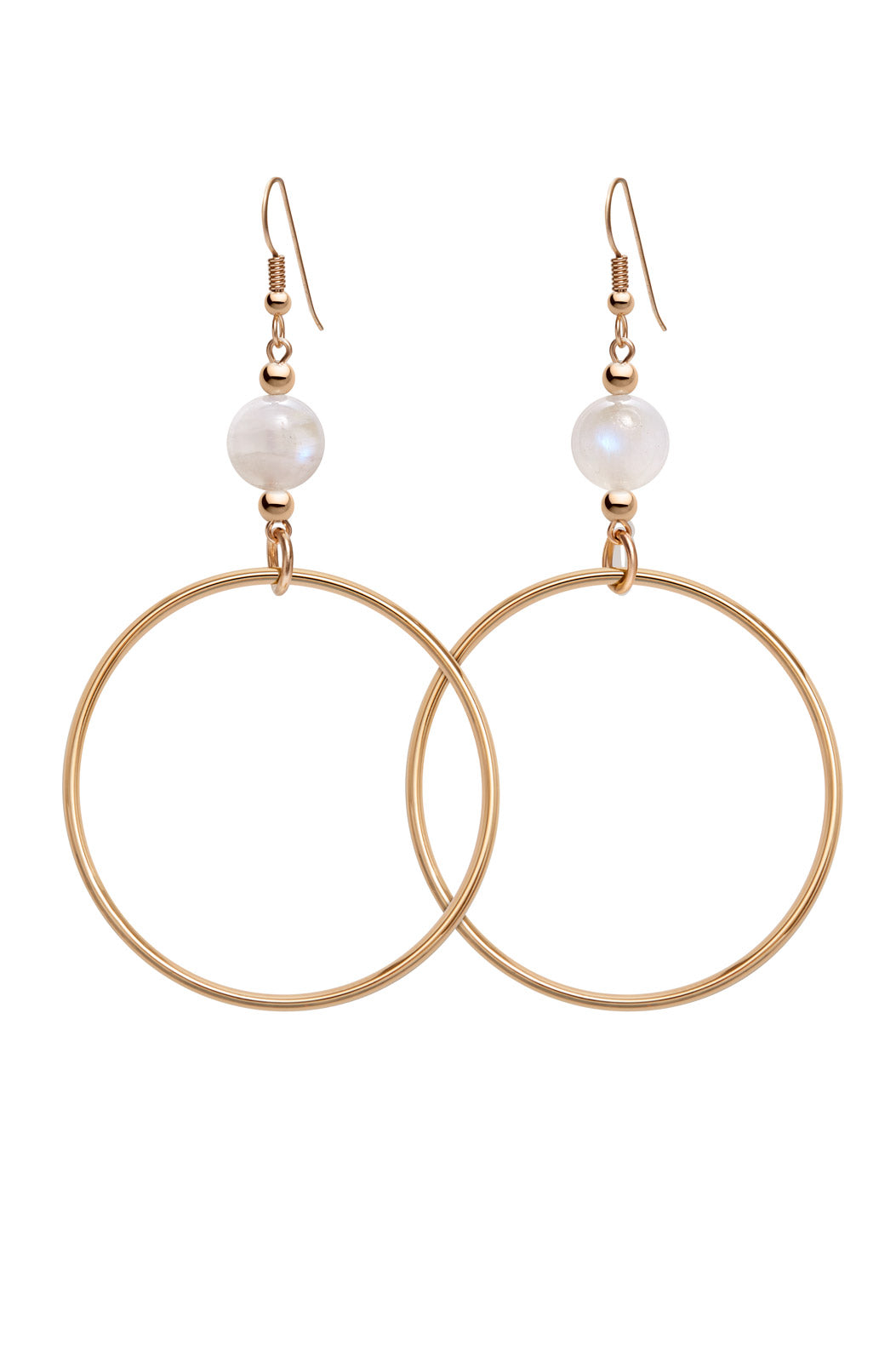 RAINBOW MOONSTONE CLASSIC GOLD HOOP EARRINGS