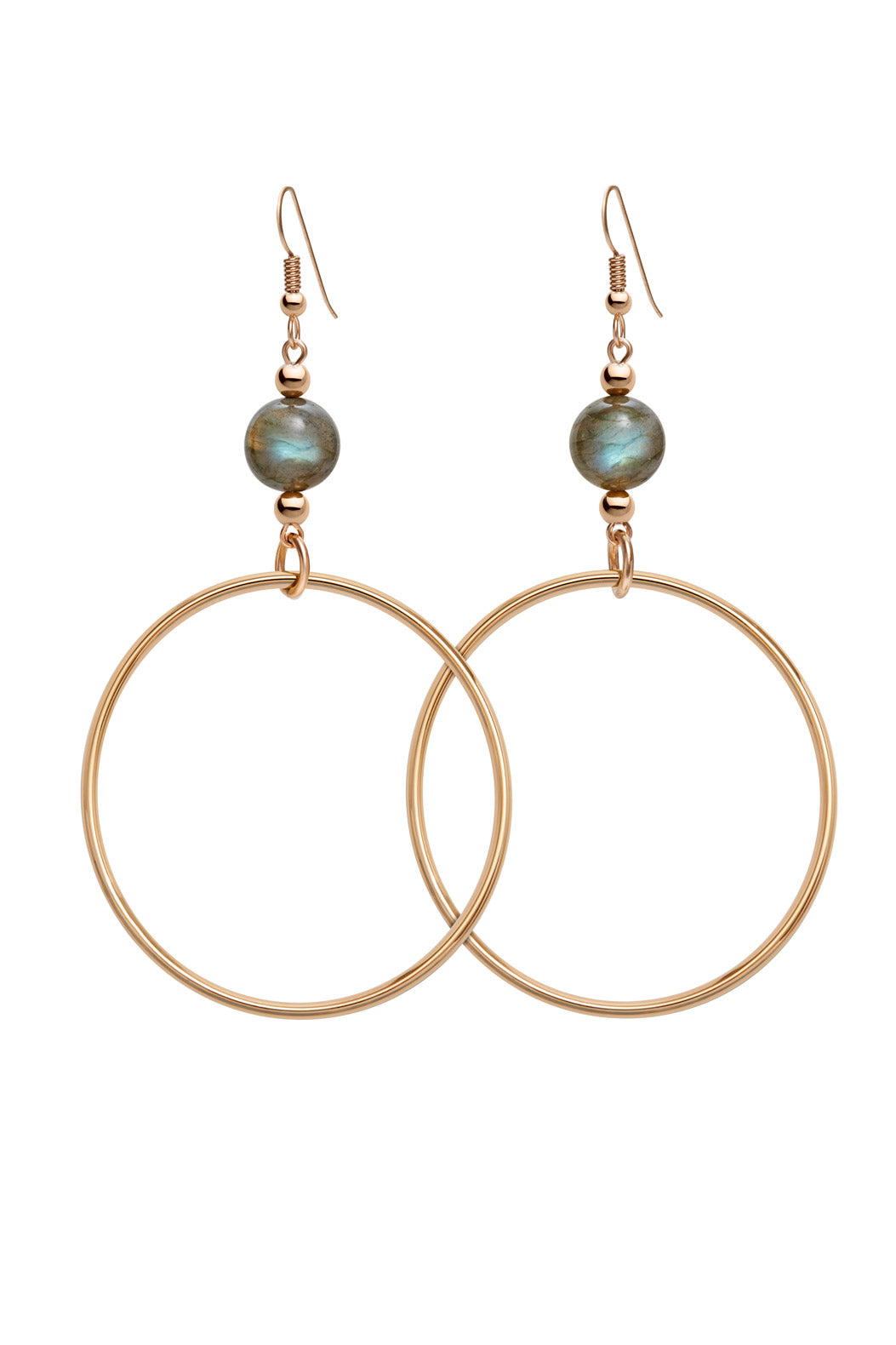 LABRADORITE CLASSIC GOLD HOOP EARRINGS
