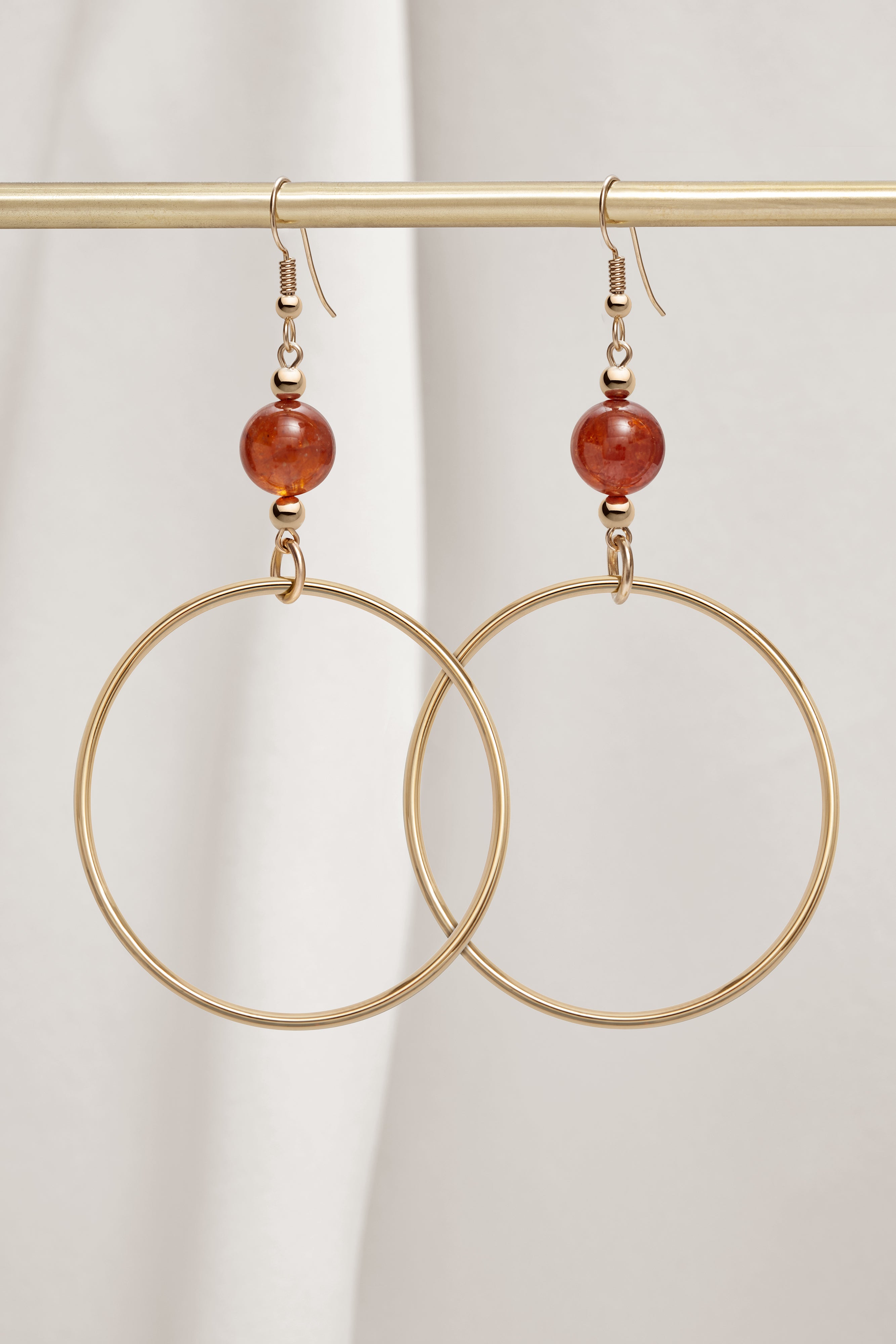 HESSONITE CLASSIC GOLD HOOP EARRINGS