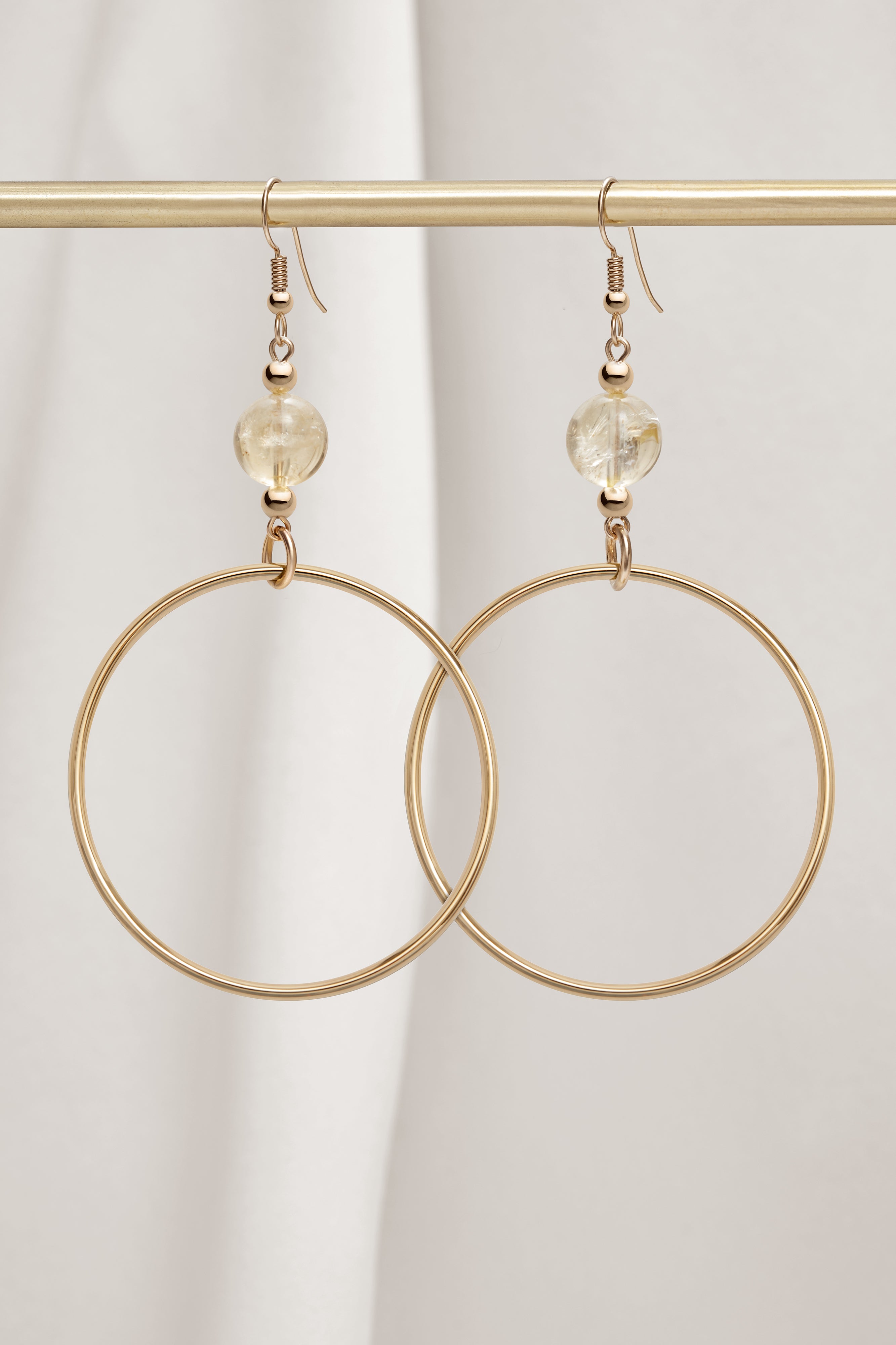 CITRINE CLASSIC GOLD HOOP EARRINGS