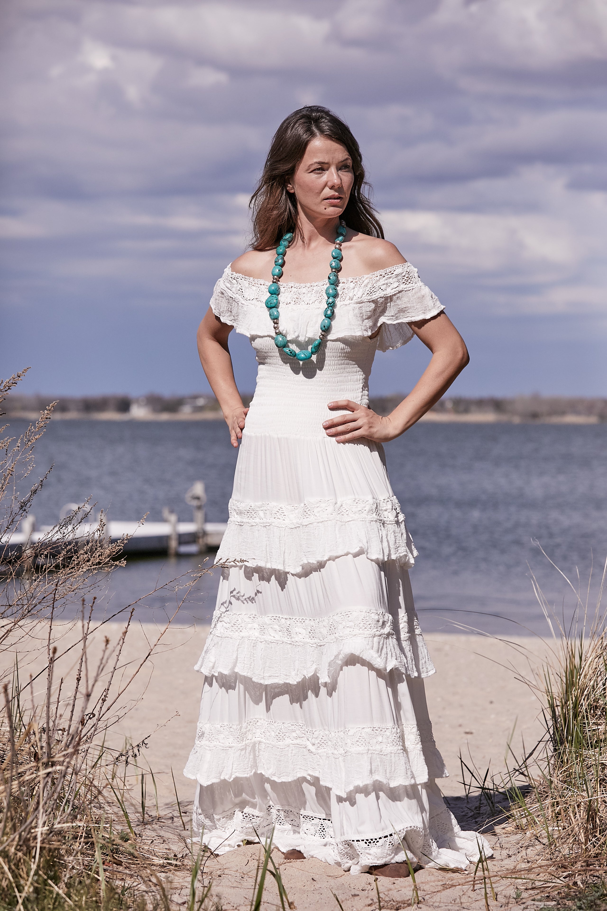 WHITE COASTAL COWGIRL GOWN