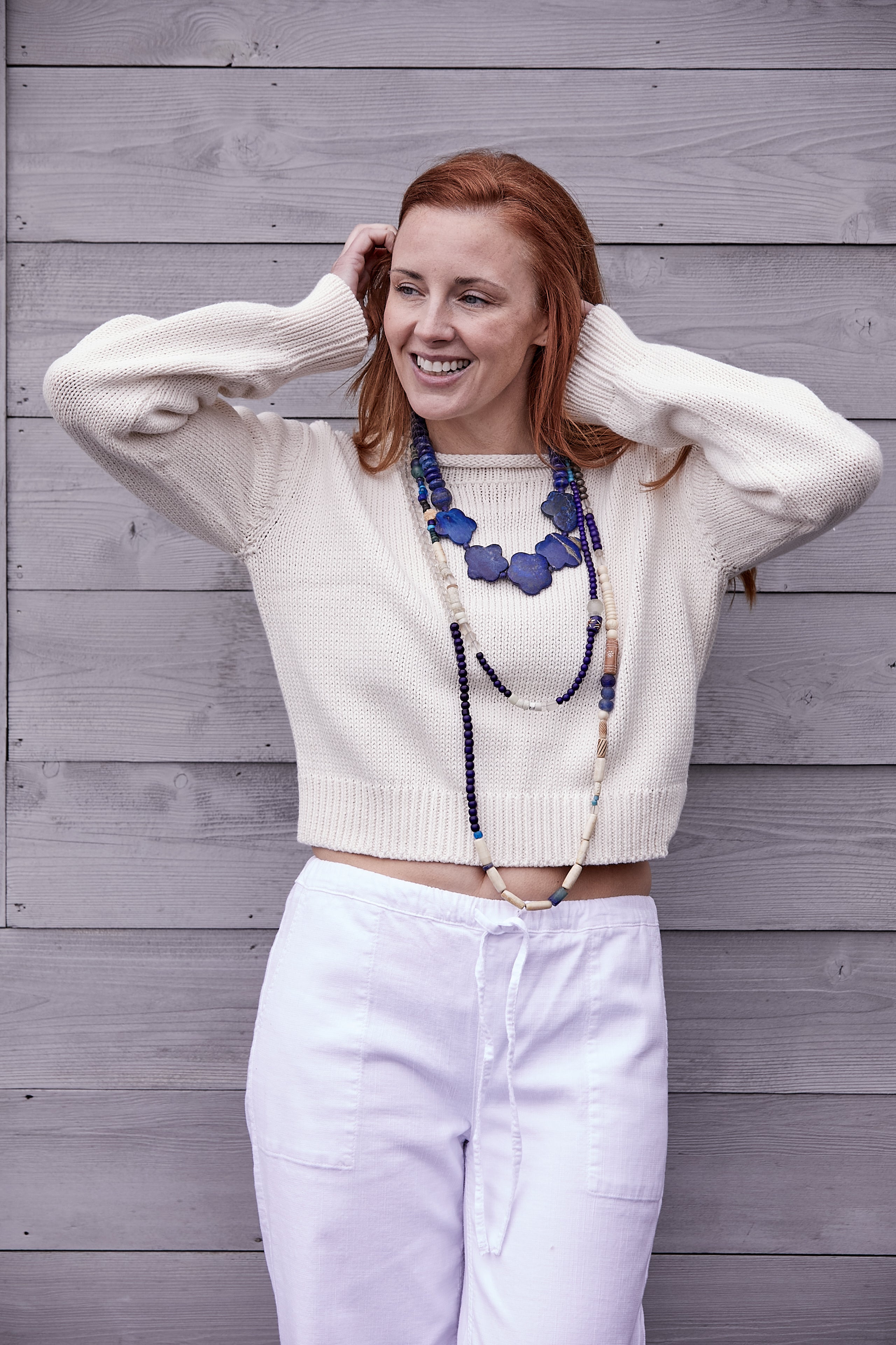 WHITE COTTON TWILL DRAWSTRING PANTS