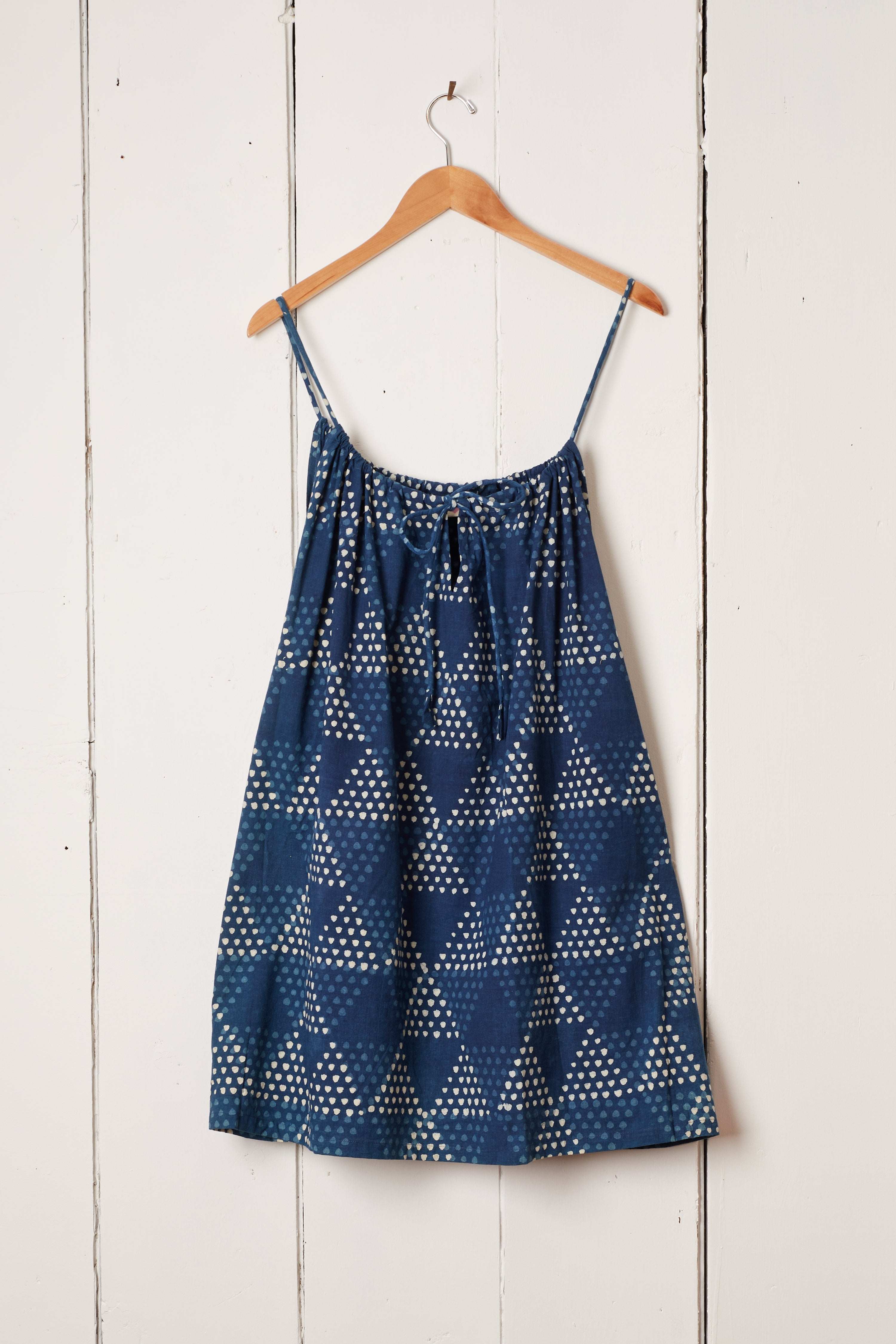 DEEP BLUE INDIGO TRIANGLE PRINT WAIKIKI DRESS