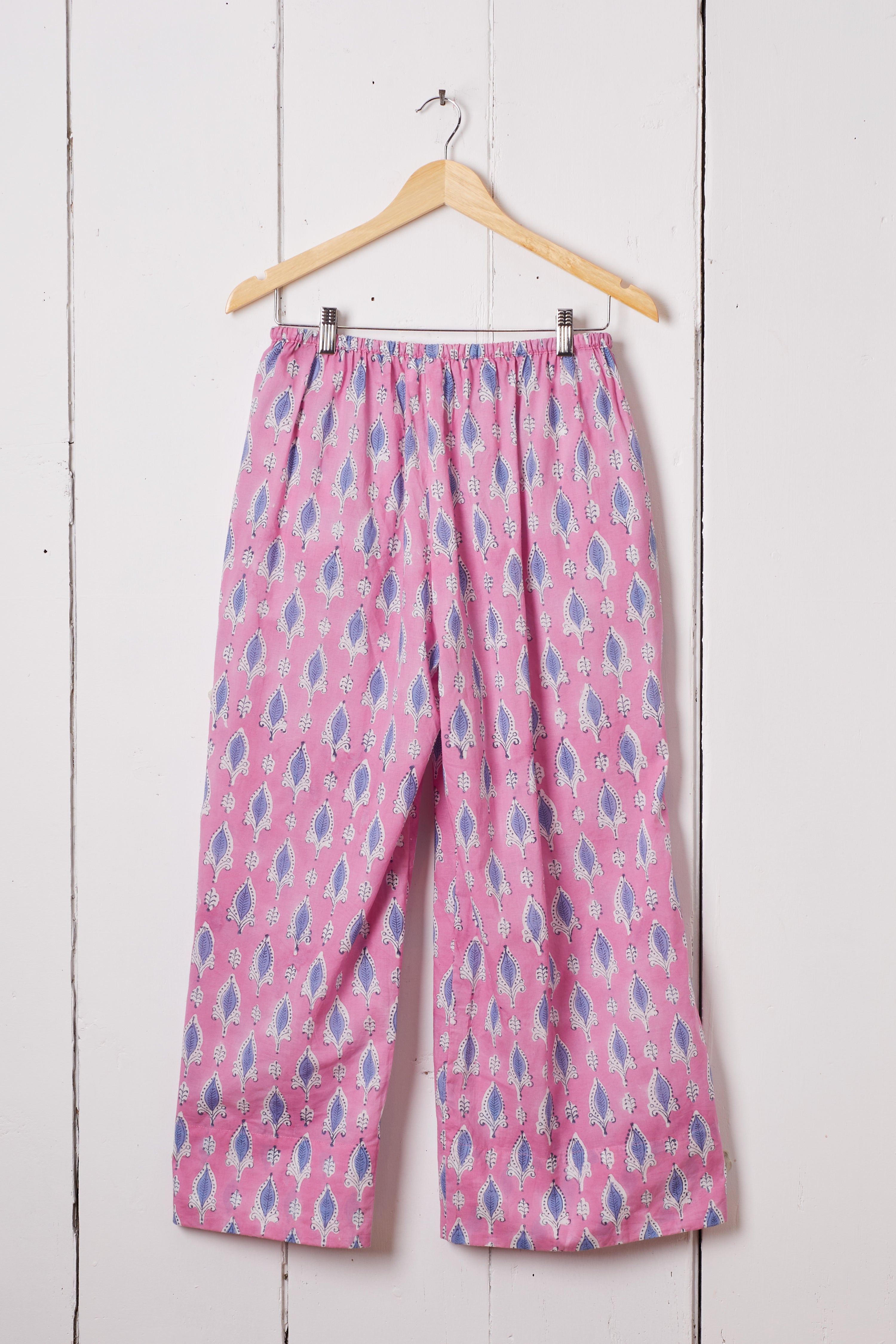 PINK AND BLUE HAND BLOCK PRINT LOUNGE PANTS