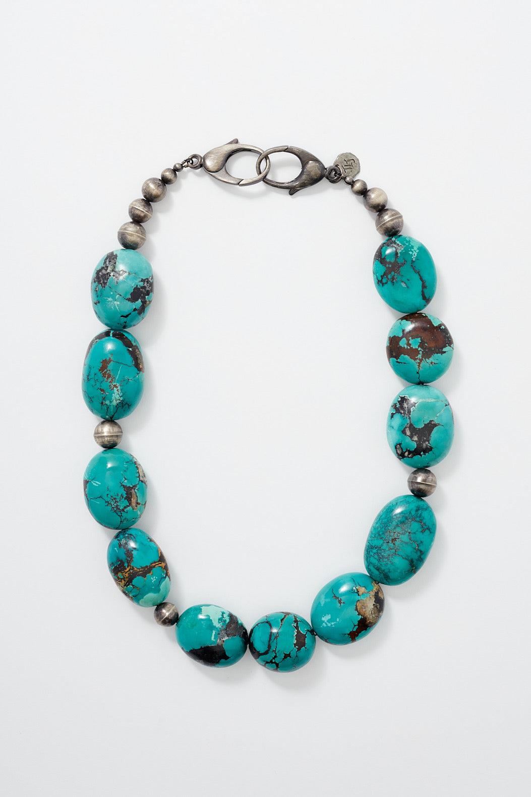 SPECKLED TURQUOISE AND STERLING SILVER NECKLACE