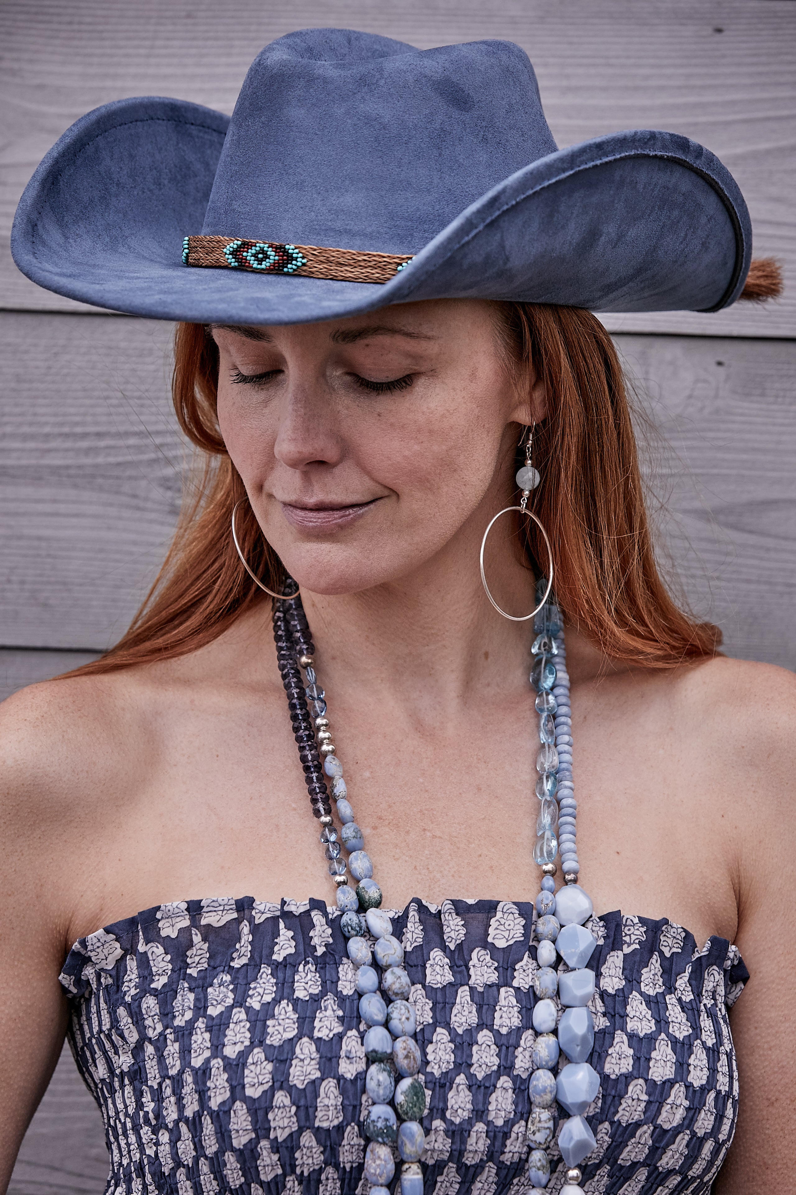 Luminous Blue Topaz and Denim Opal Necklace