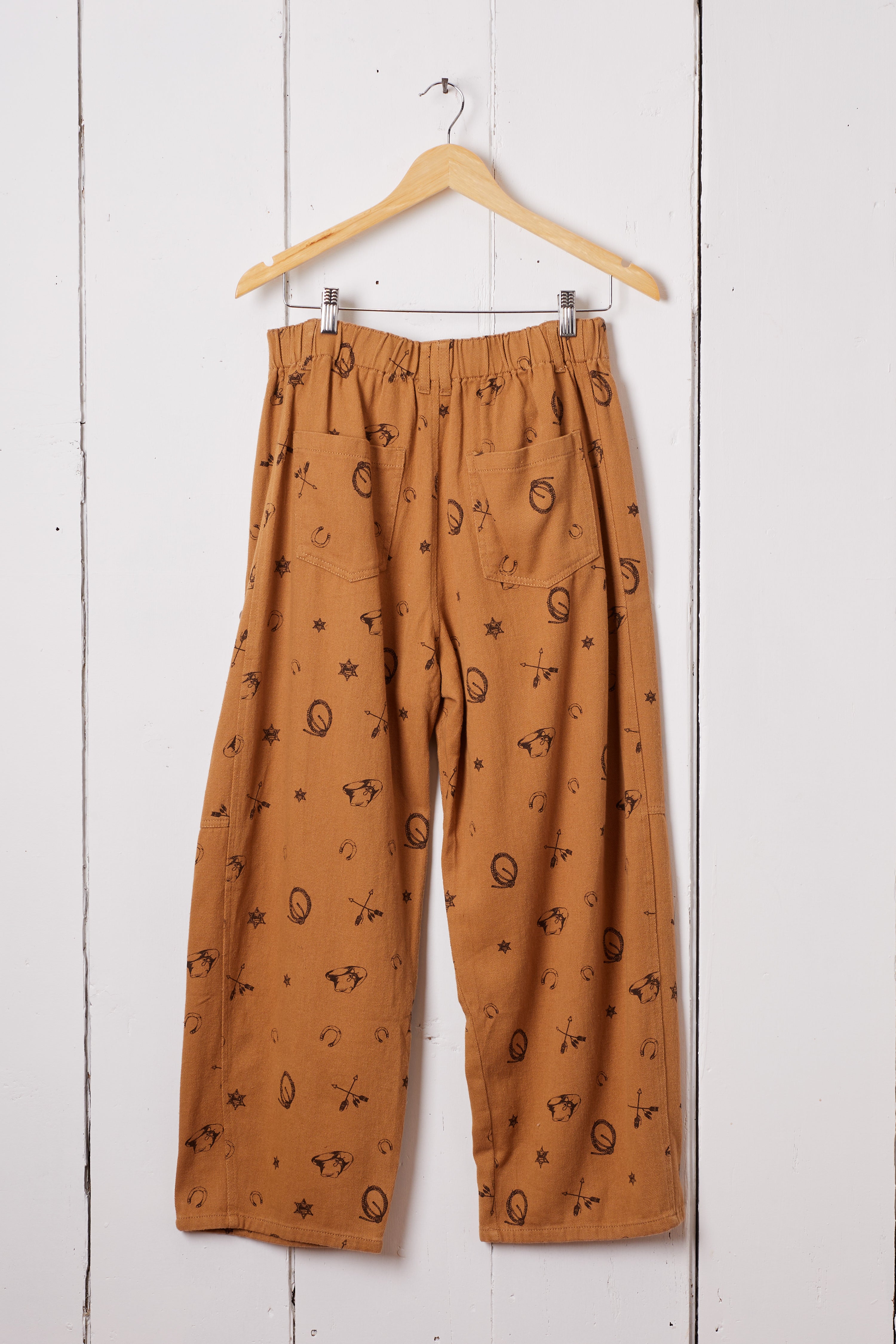 WASHED TAUPE RANCH COTTON BARREL PANTS