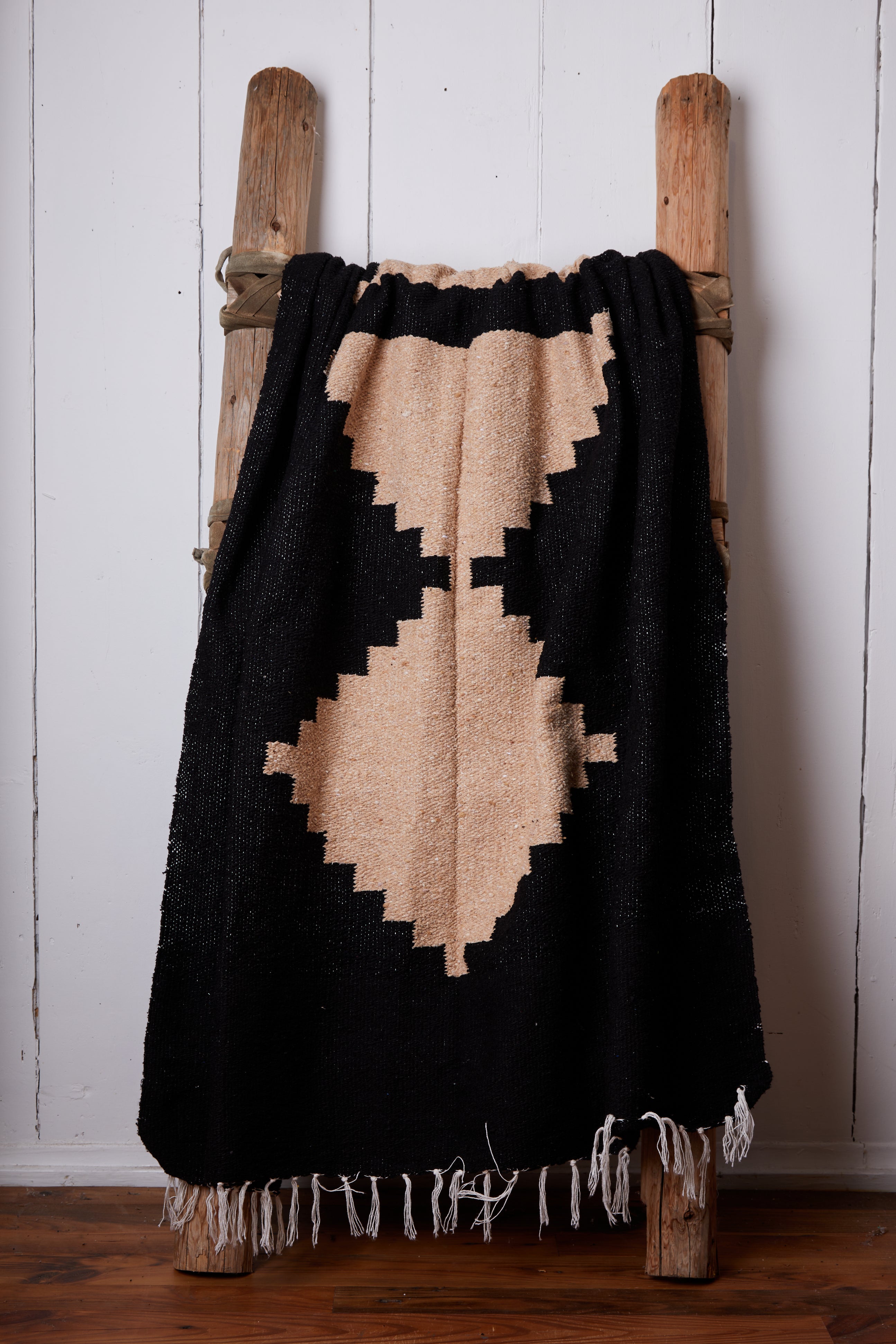 ADOBE BLACK AND TAN HANDWOVEN BLANKET