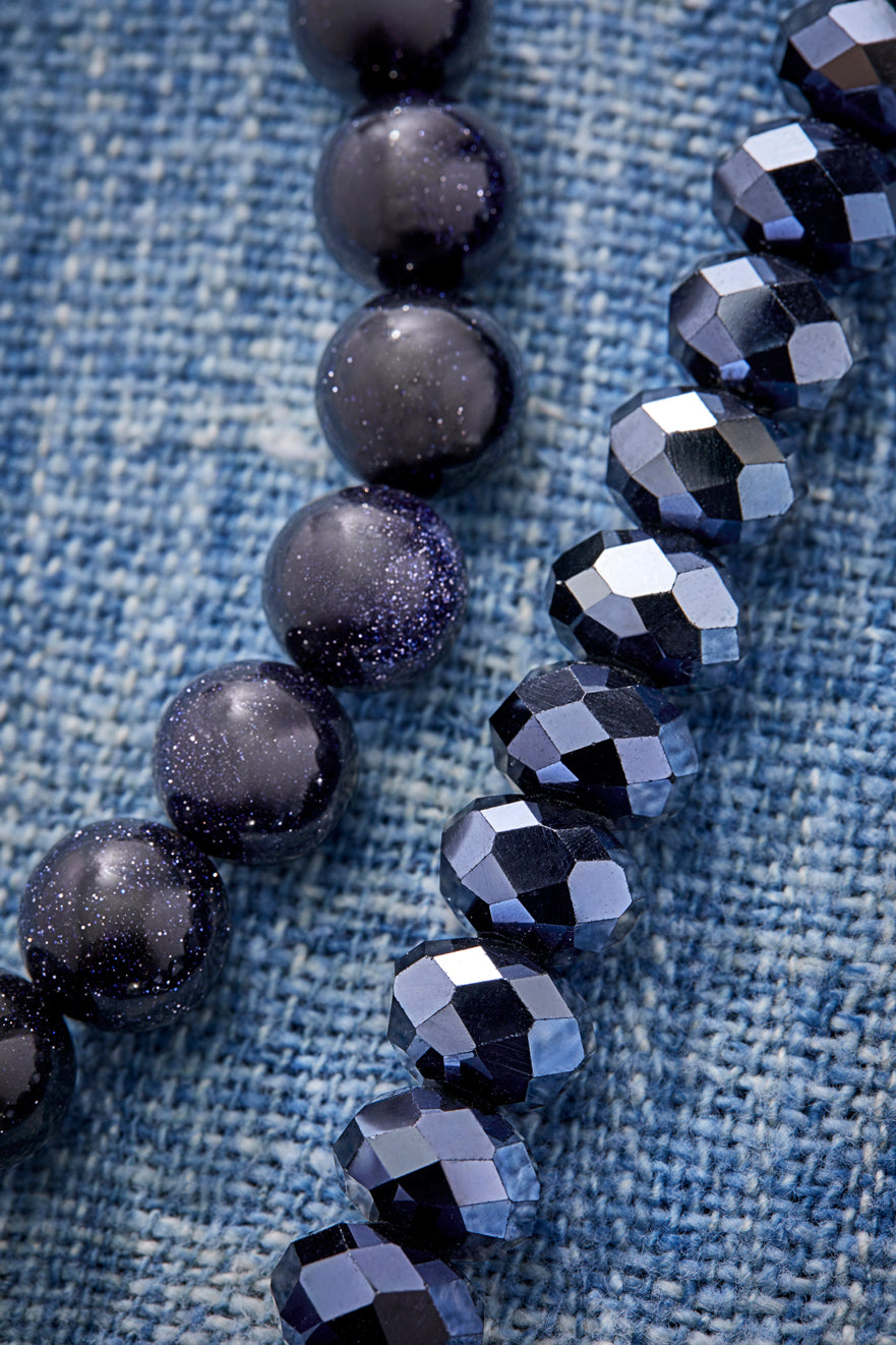 RUGGED DENIM AND GEMSTONES NECKLACE