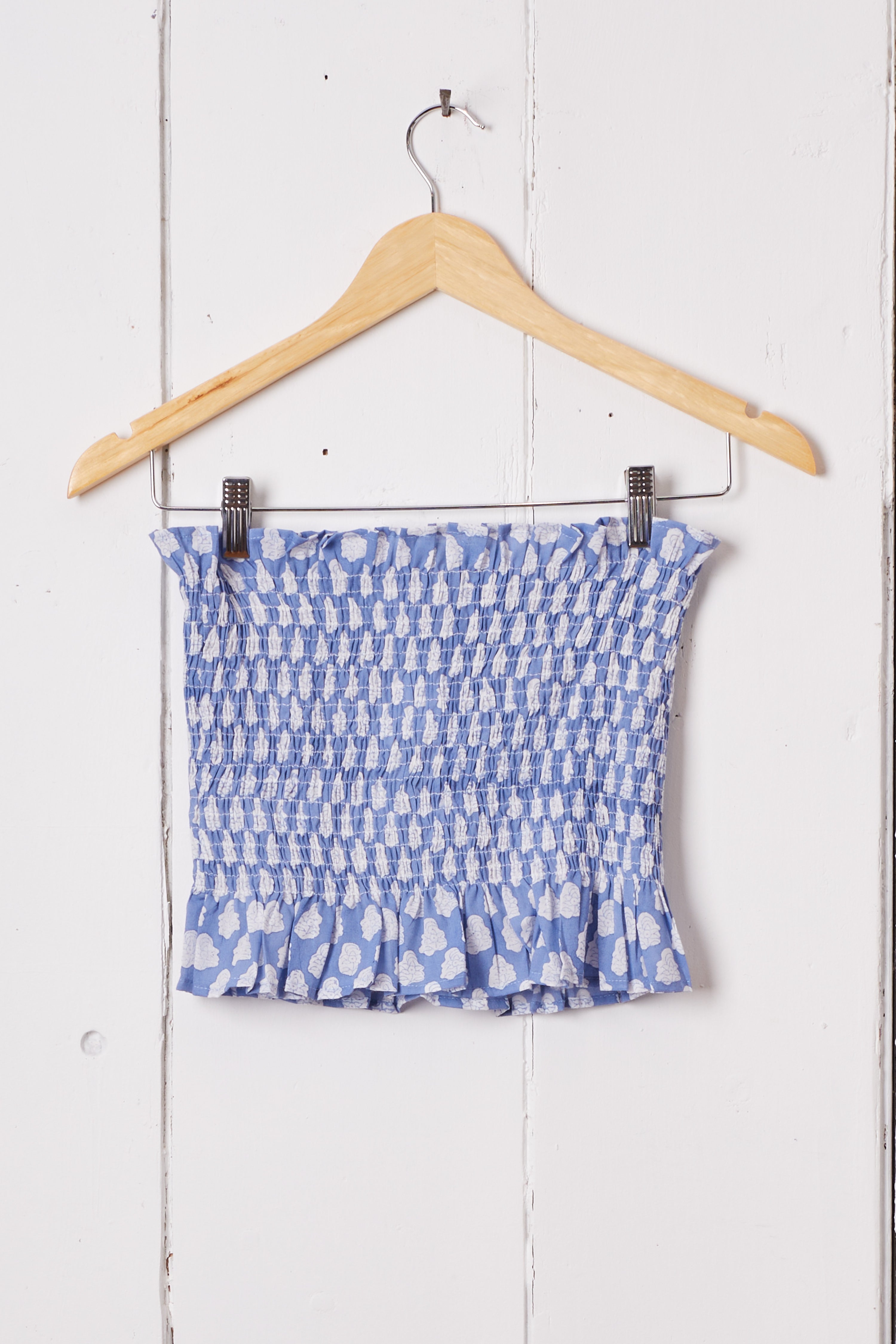 PERIWINKLE BLUE AND WHITE TUBE TOP