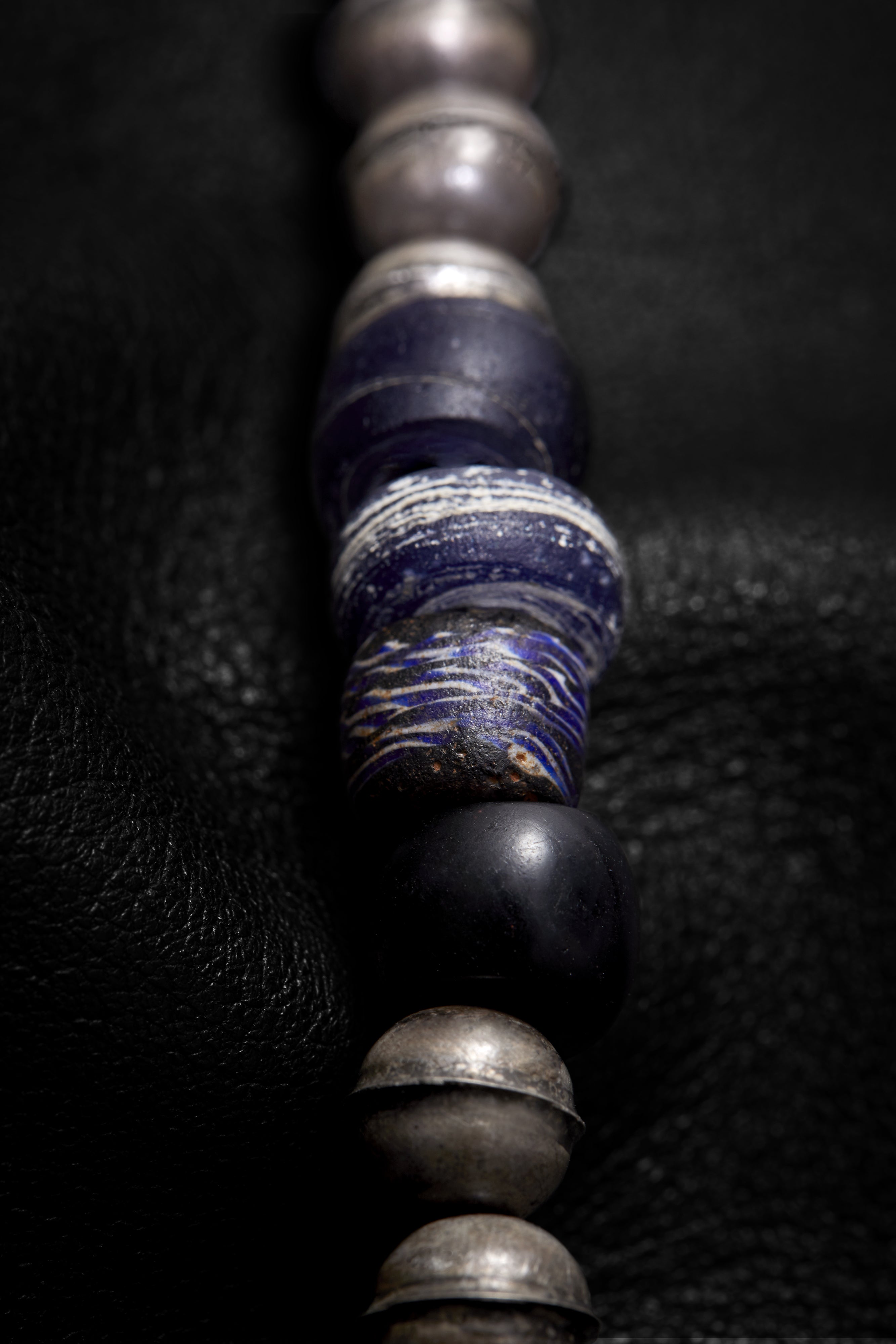 OXIDIZED STERLING DILVER SND BLACK VINTAGE NAJA NECKLACE
