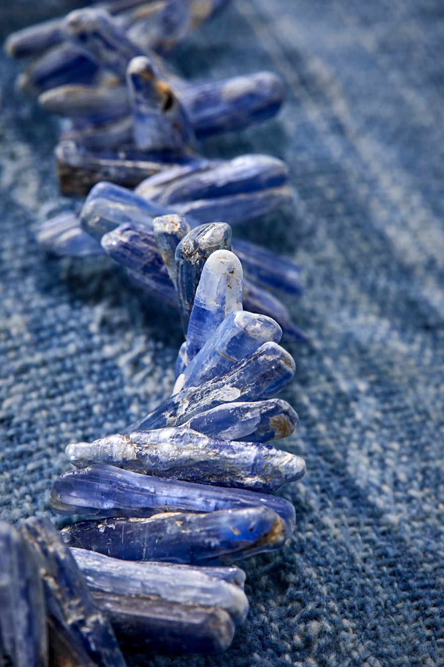 Faded Denim Opal And Kyanite Rugged Chain Necklace
