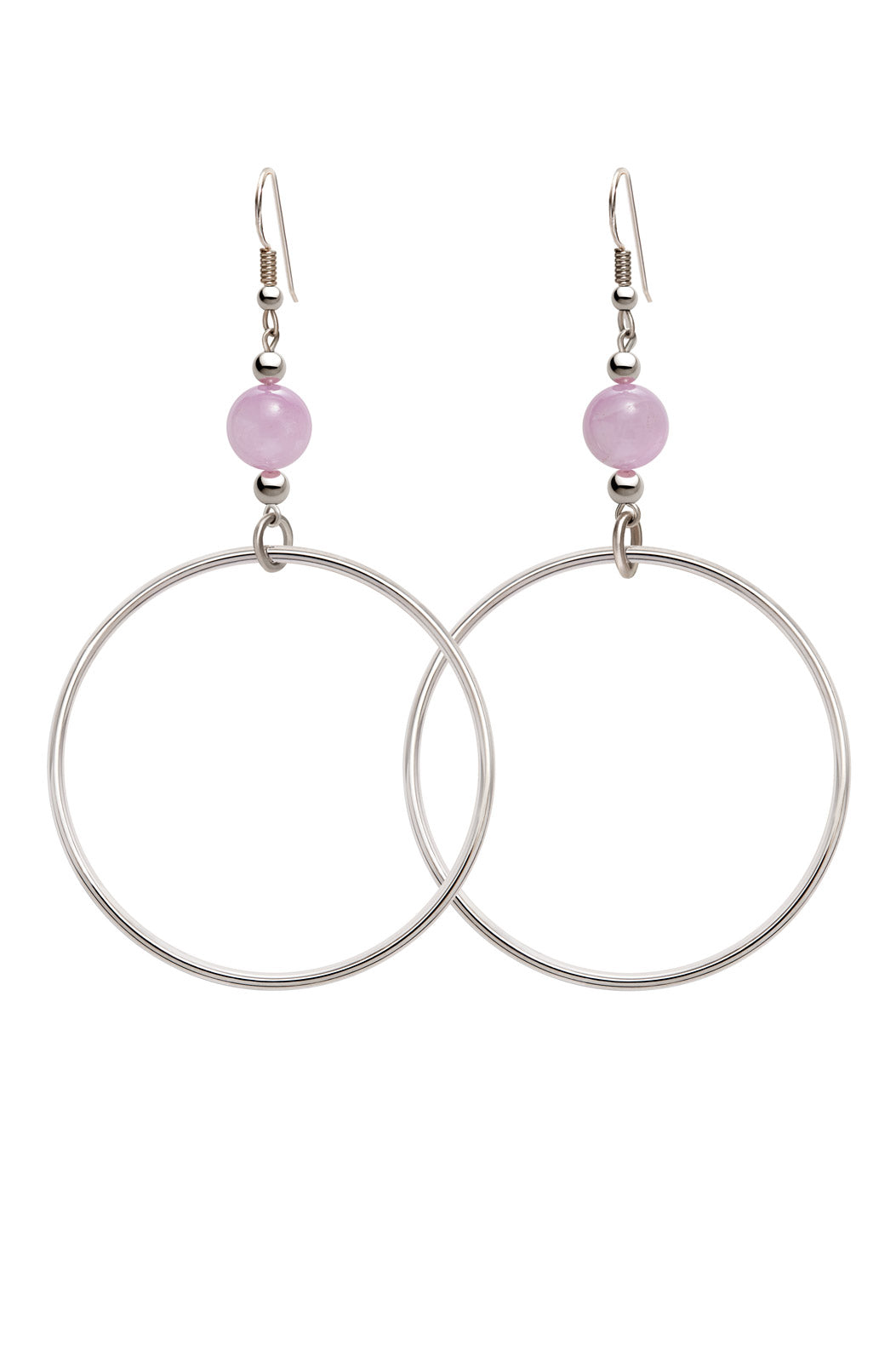 PINK KUNZITE CLASSIC STERLING SILVER HOOP EARRINGS