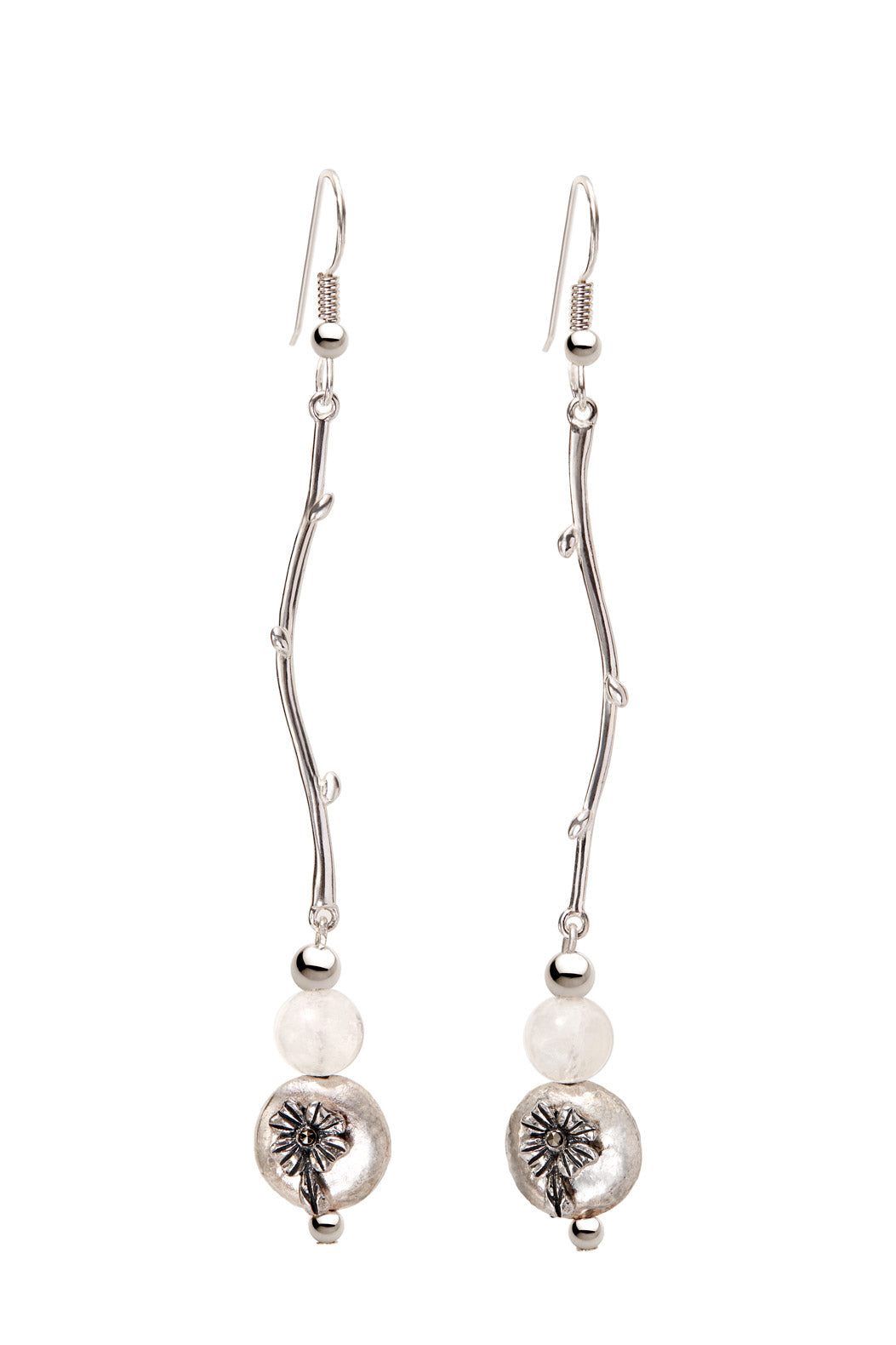 GLOWING MOONSTONE FLOWER EARRINGS