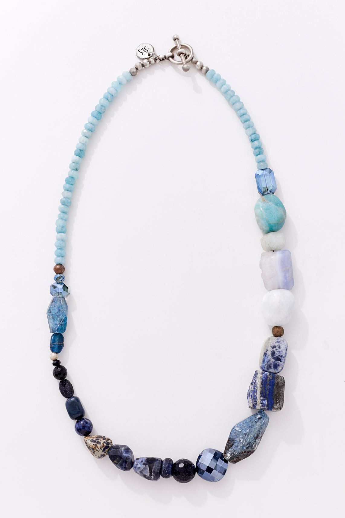 Sky Blue And Denim Patchwork Necklace
