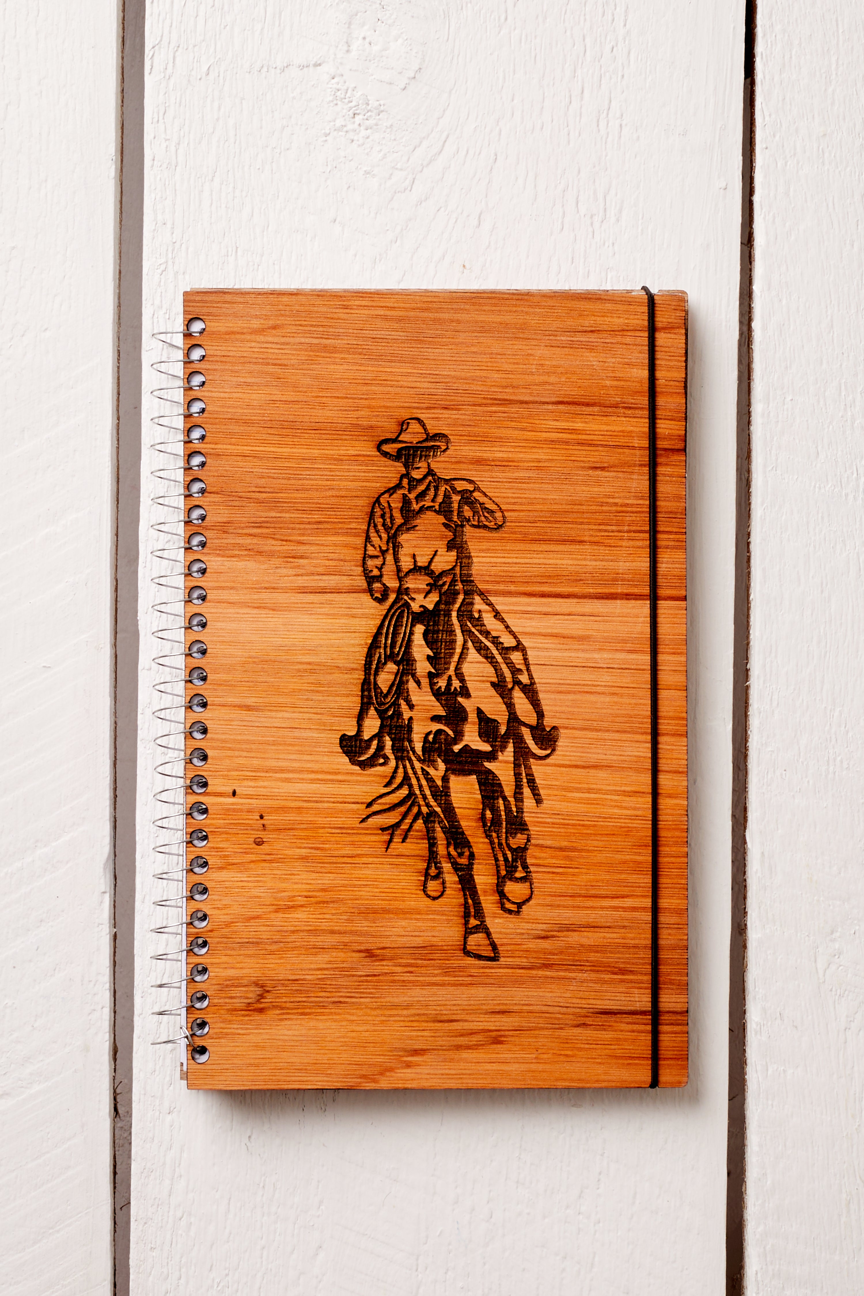 WESTERN COWBOY WOODEN JOURNAL