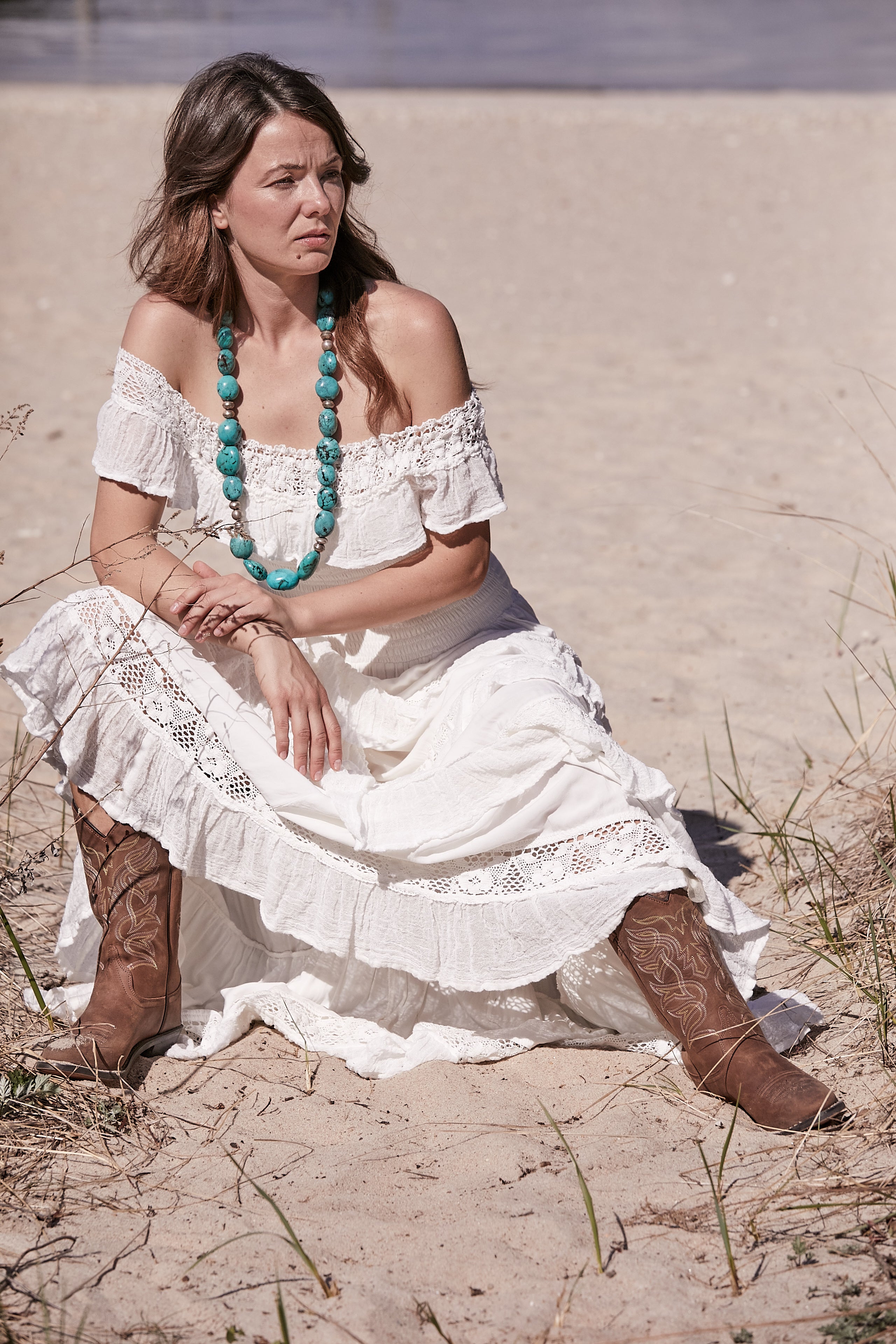 WHITE COASTAL COWGIRL GOWN