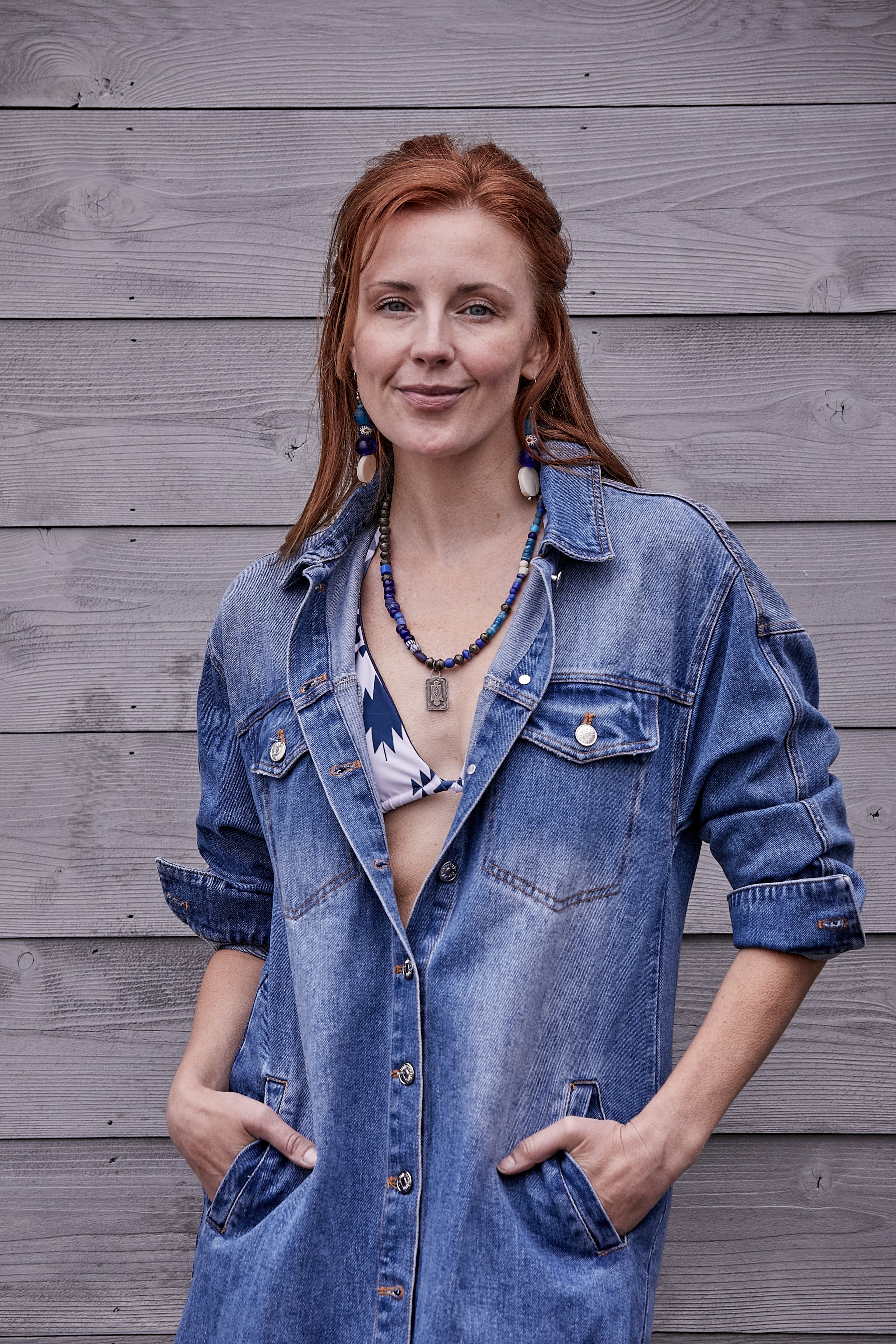 DISTRESSED DENIM LONG SHIRT