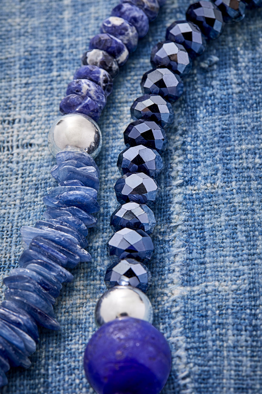 RUGGED DENIM AND GEMSTONES NECKLACE