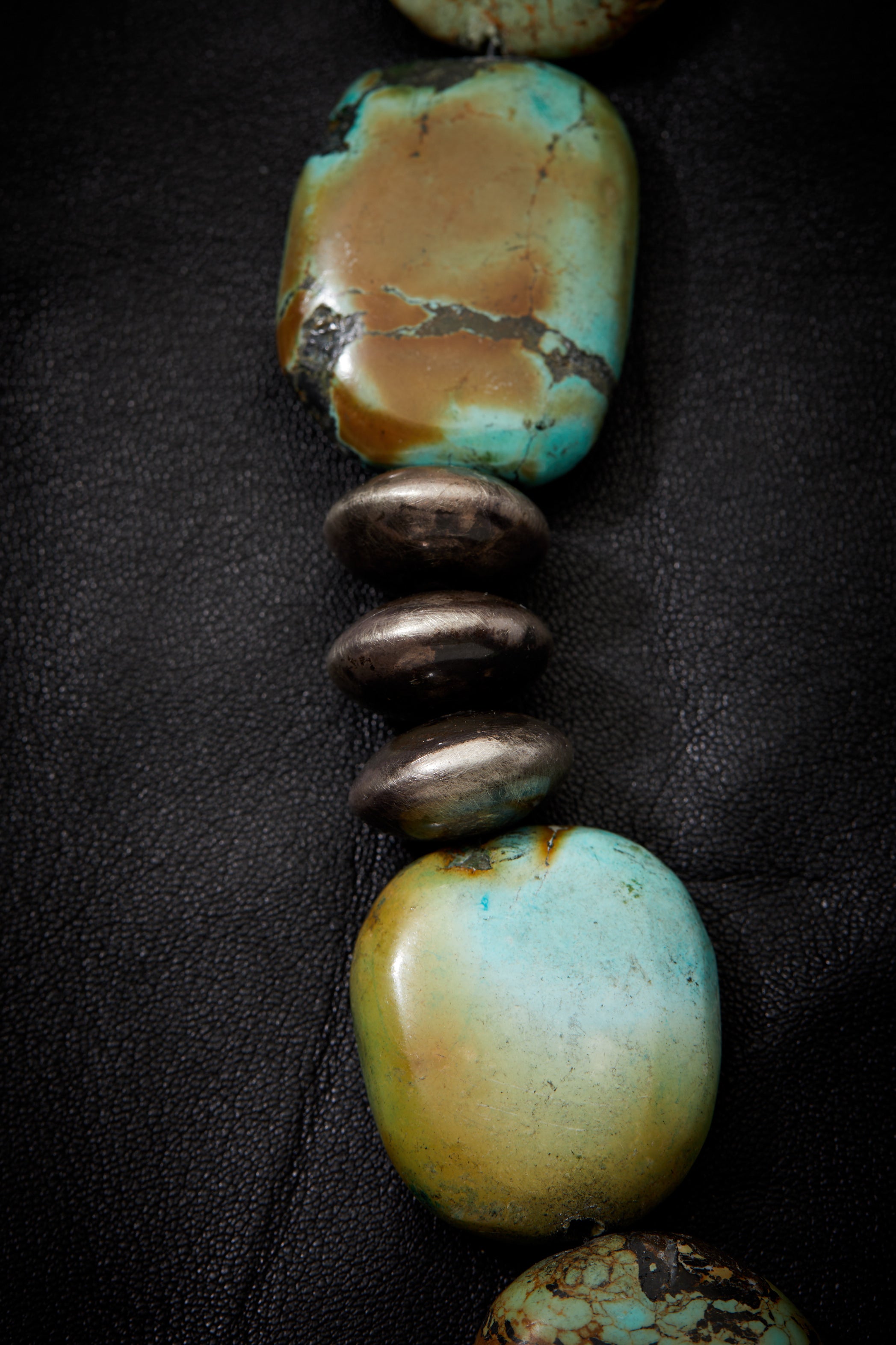 UNIQUE TURQUOISE AND OXIDIZED STERLING SILVER NECKLACE