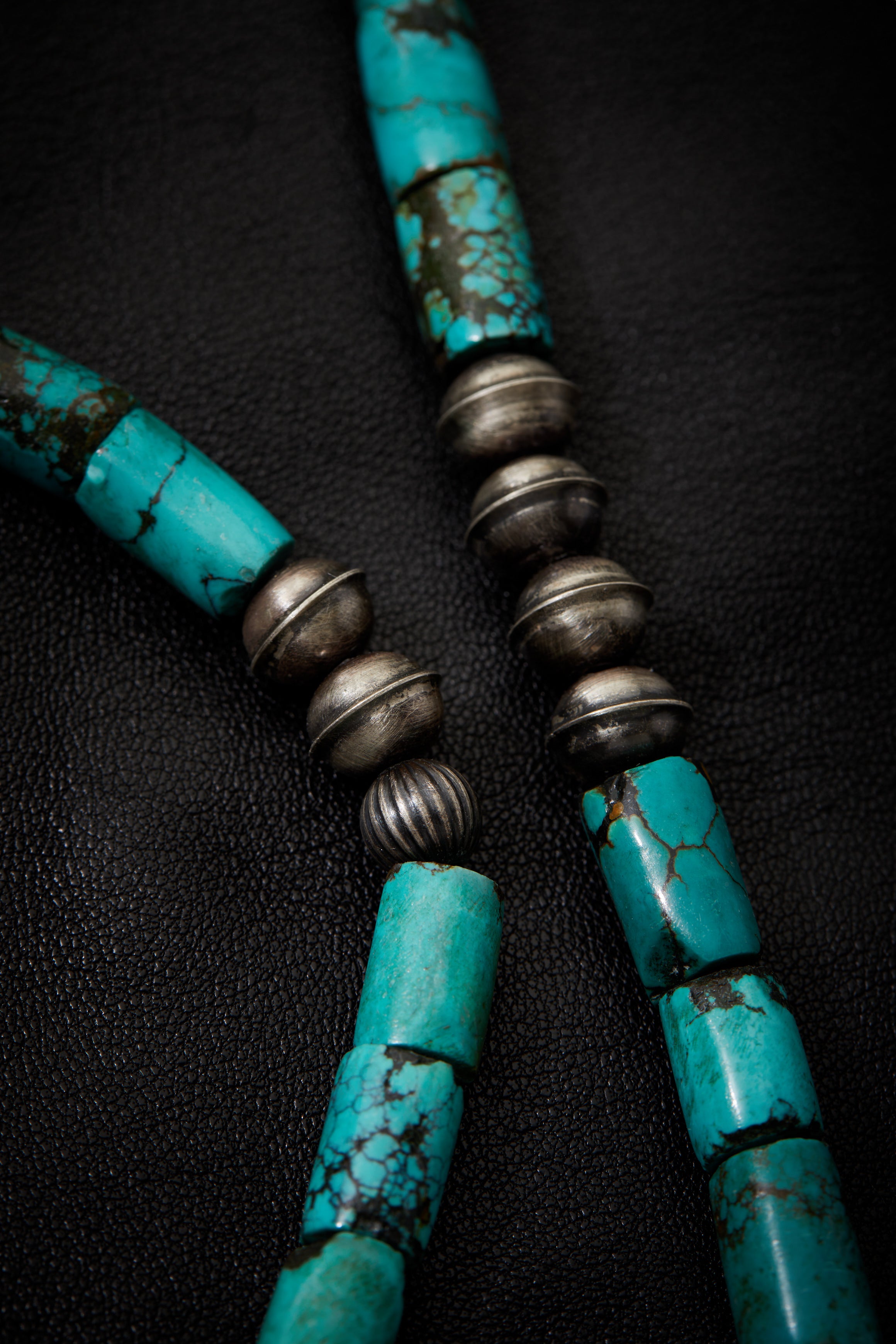 SWEET TURQUOISE AND STERLING SILVER CONCHO NECKLACE