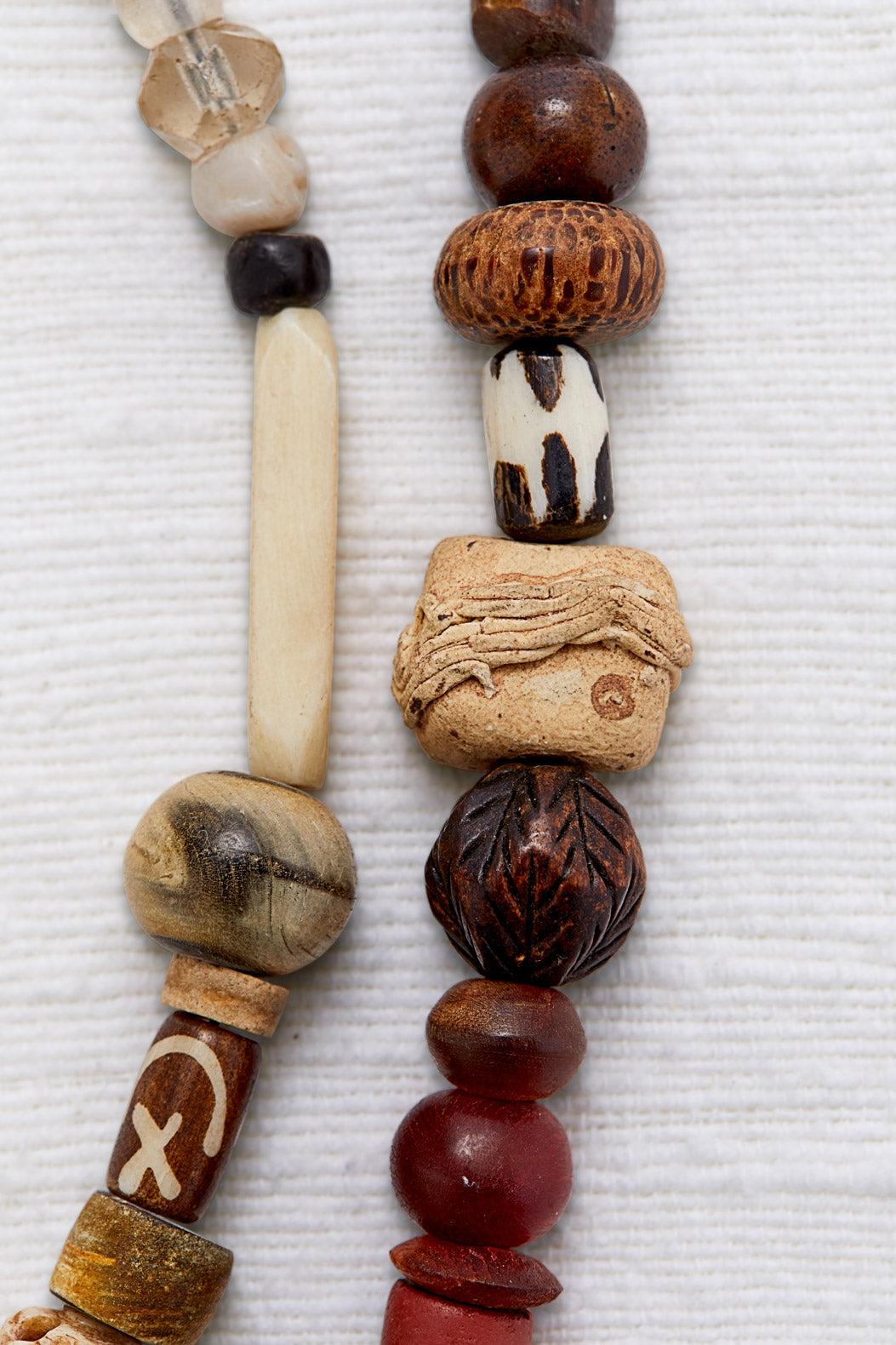 CAMPFIRE WHITE TAN BATIK NECKLACE