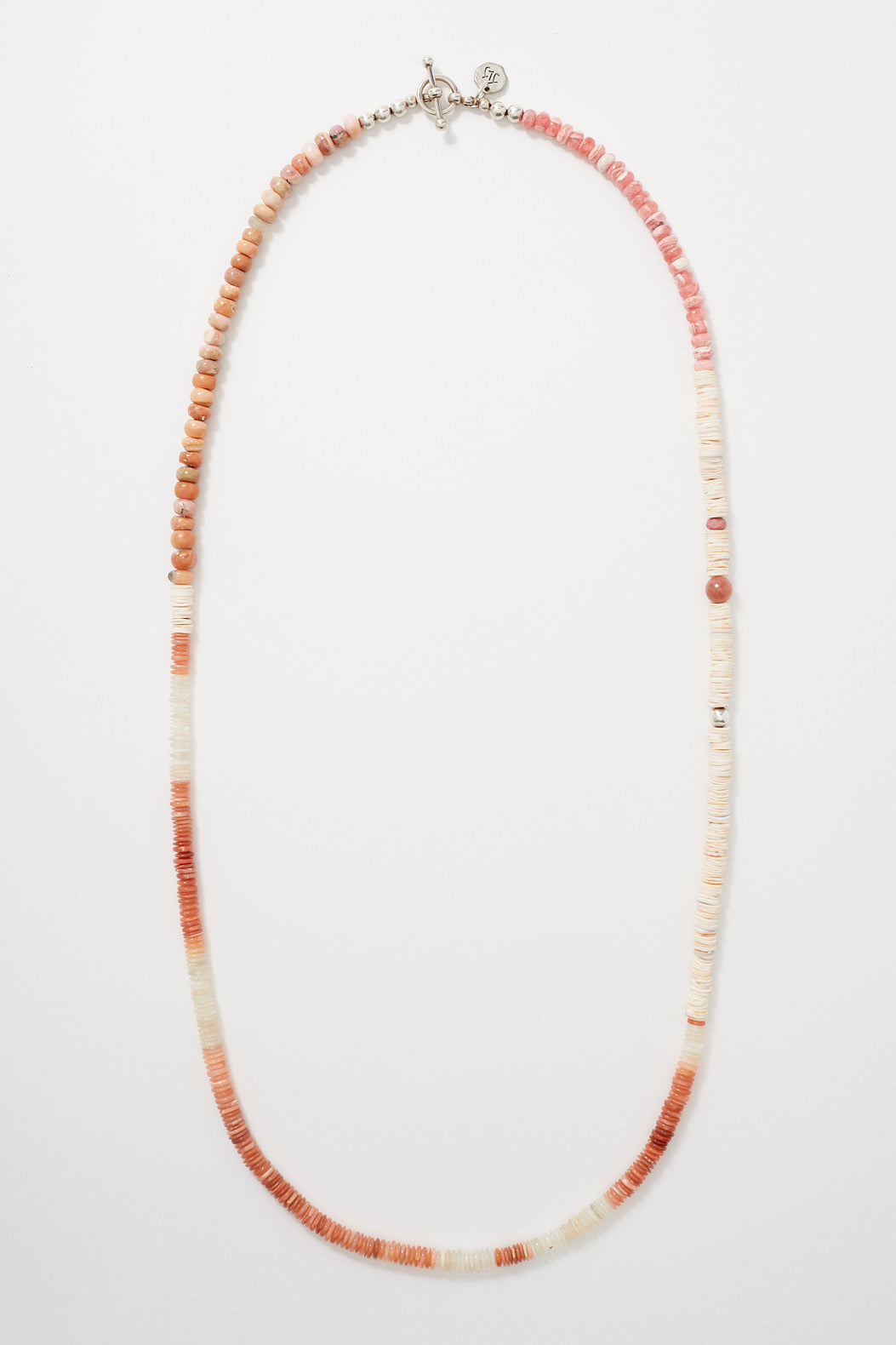 PINK AND FIRE OPAL SHELL NECKLACE