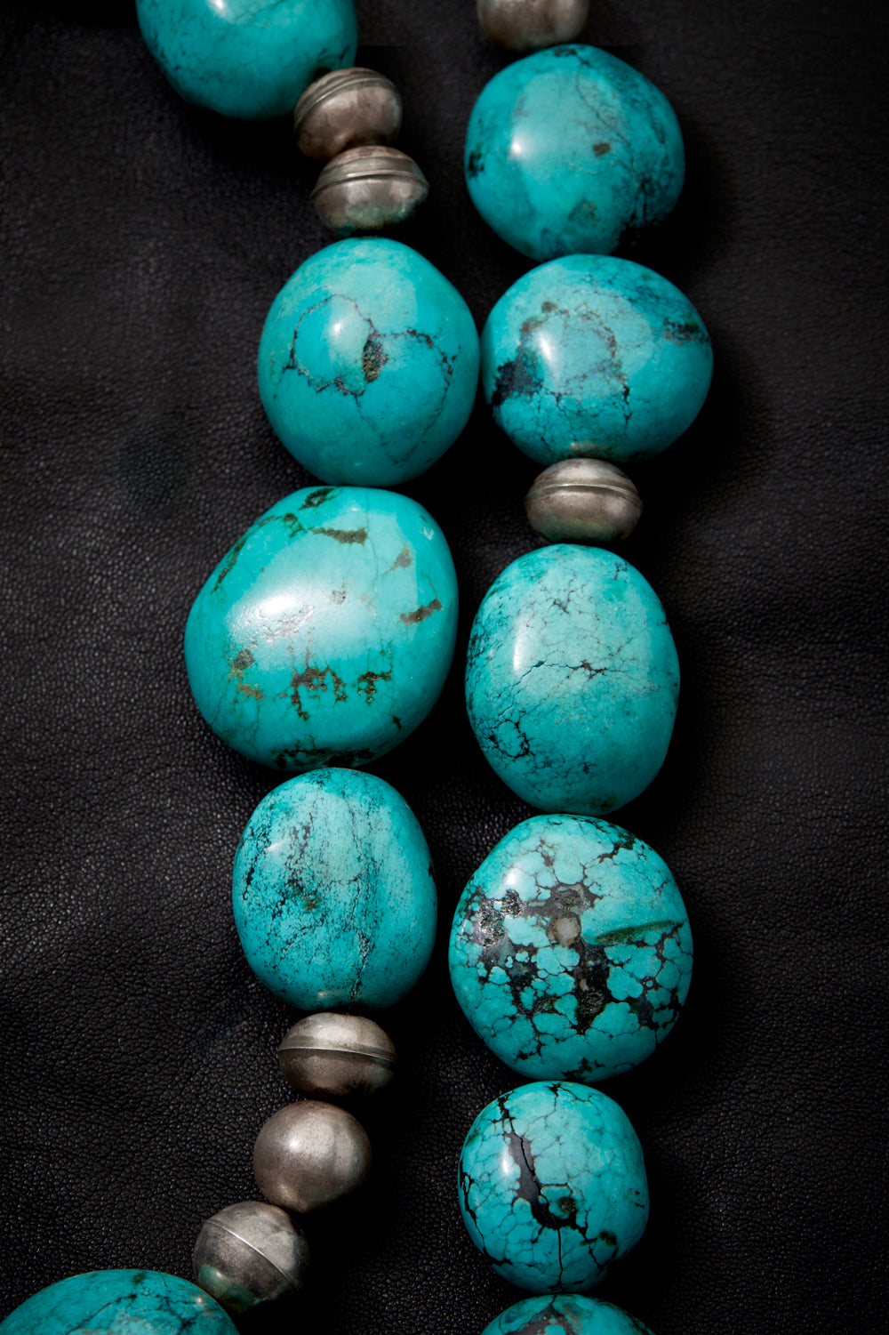 LONG TURQUOISE AND STERLING SILVER GODDESS NECKLACE