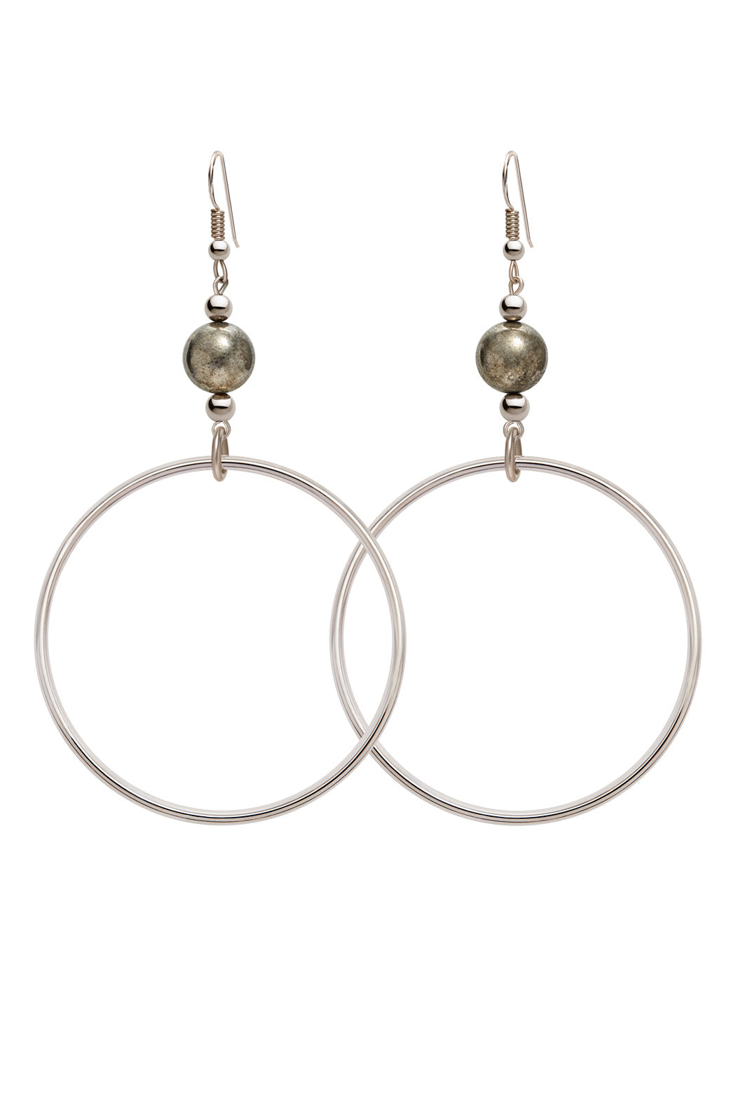 PYRITE CLASSIC STERLING SILVER HOOP EARRINGS