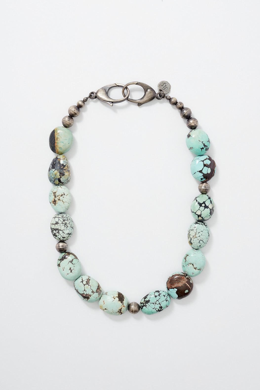 LIGHT AQUA TURQUOISE AND STERLING SILVER NECKLACE