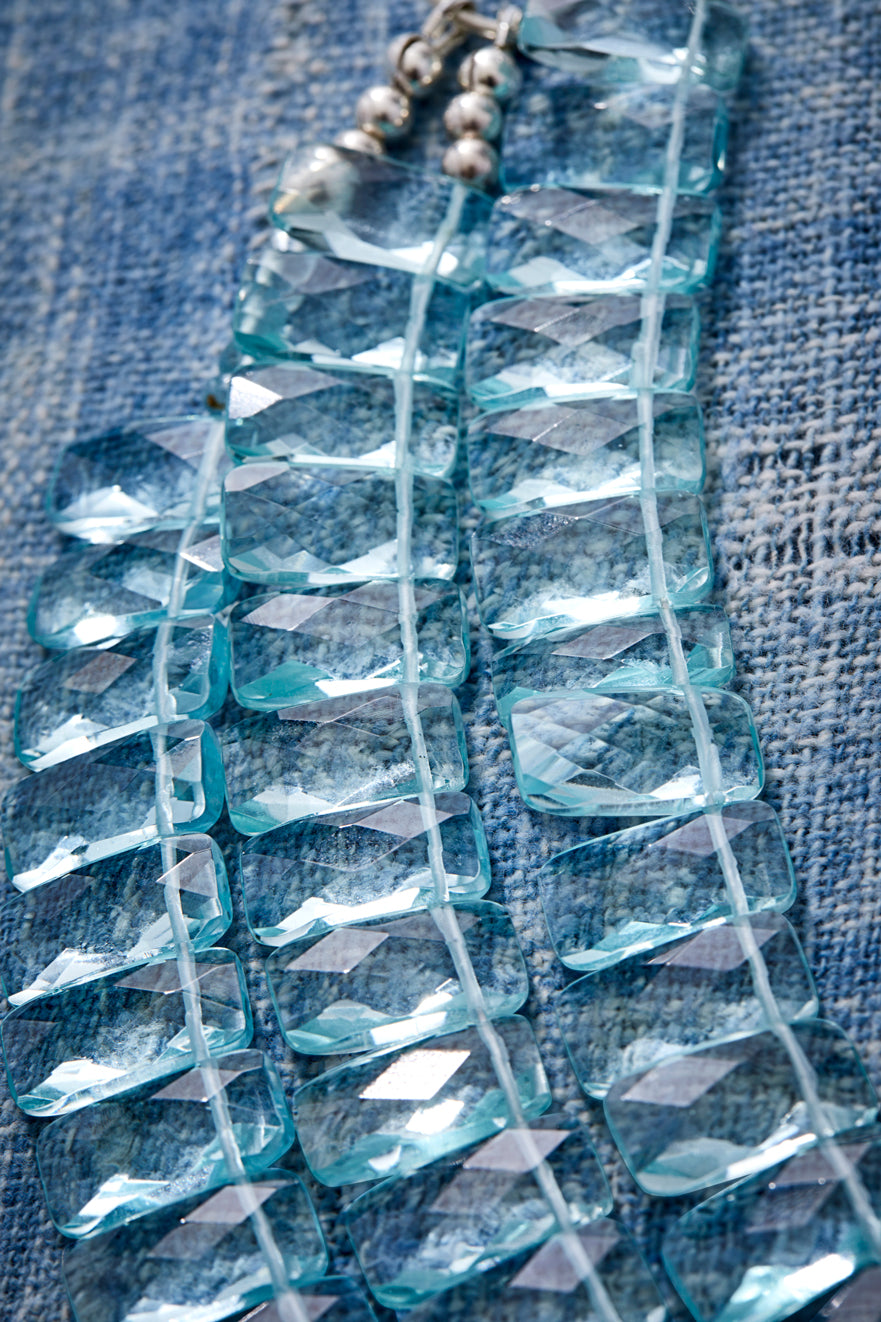 Exotic Aqua Layered Multi-Strand Necklace