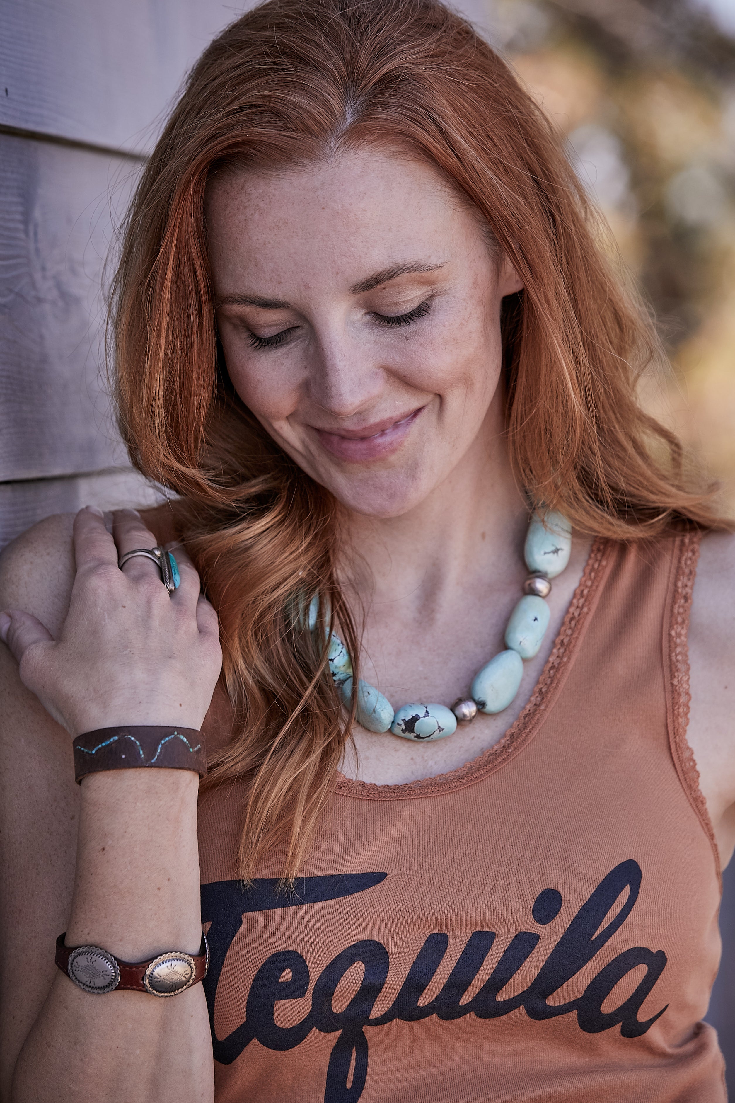 TEQUILA LACE TANK - COGNAC