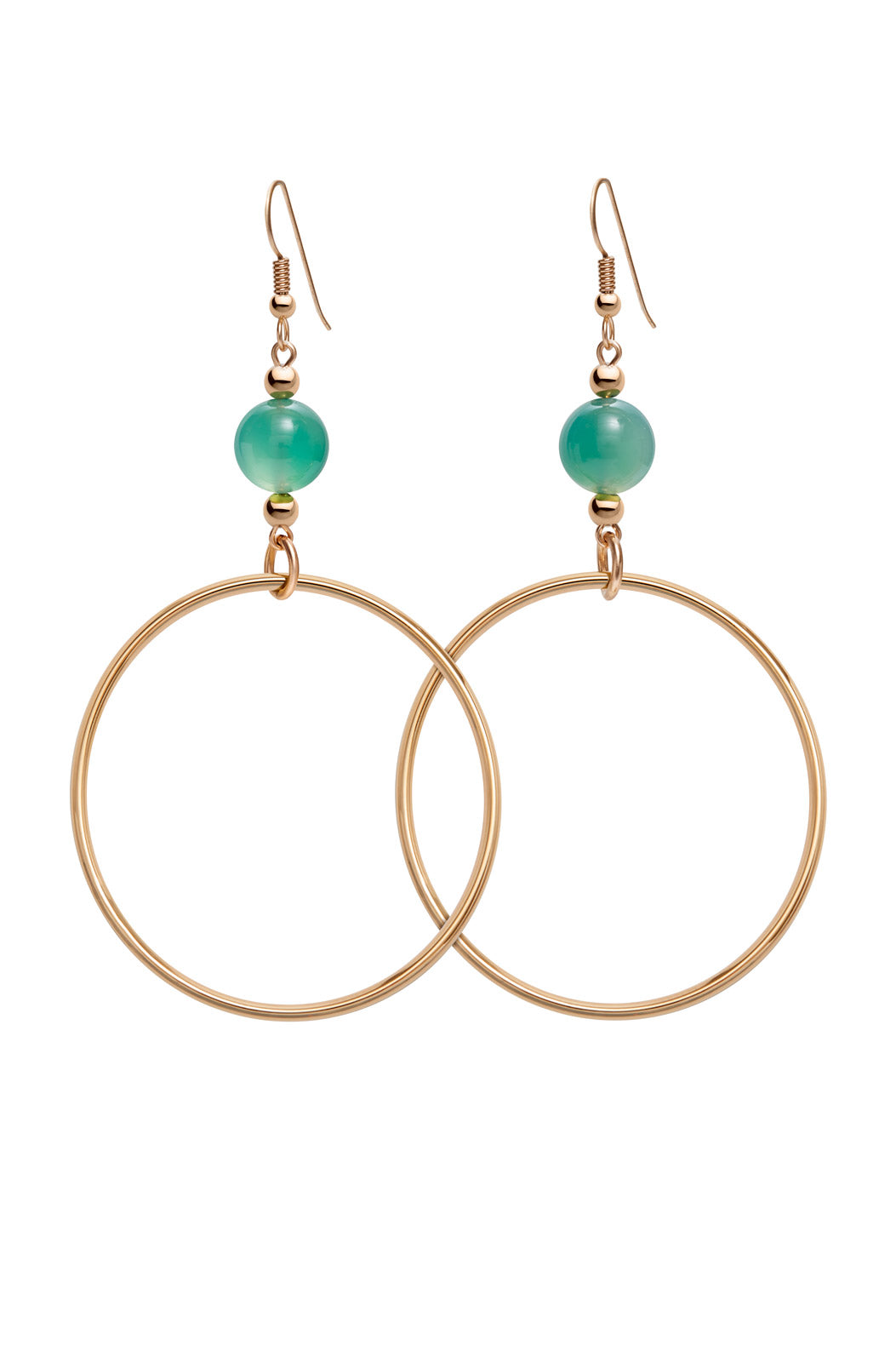 GREEN ONYX CLASSIC GOLD HOOP EARRINGS