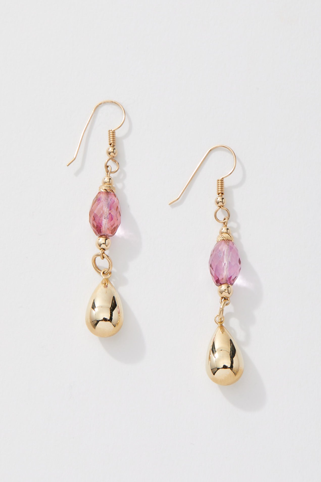 14K GOLD MYSTIC PINK TOPAZ GIRLY GIRL EARRINGS