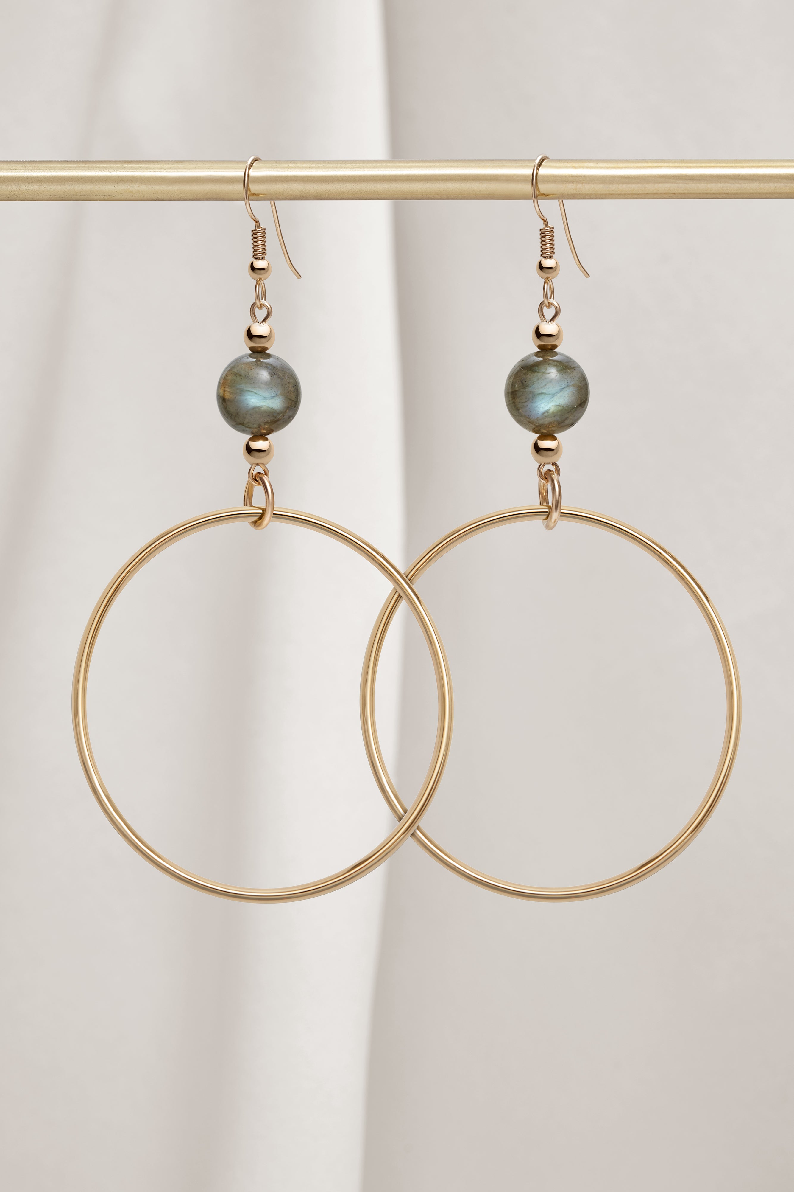 LABRADORITE CLASSIC GOLD HOOP EARRINGS