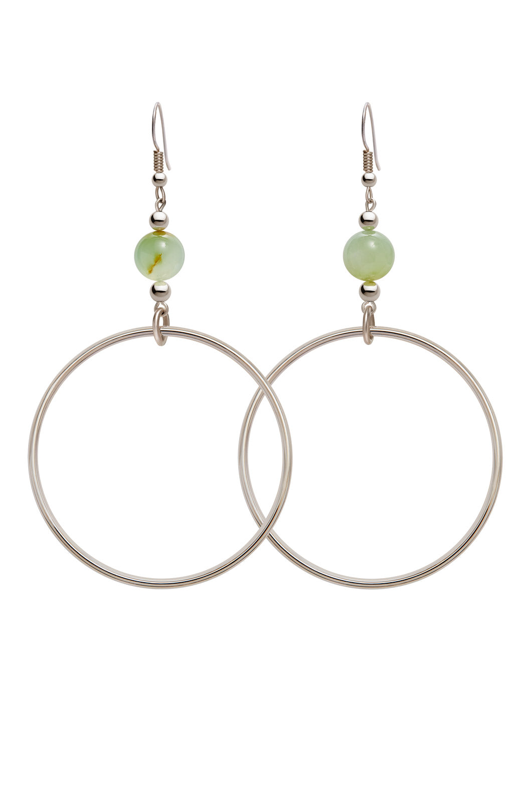 GREEN AQUAMARINE CLASSIC STERLING SILVER HOOP