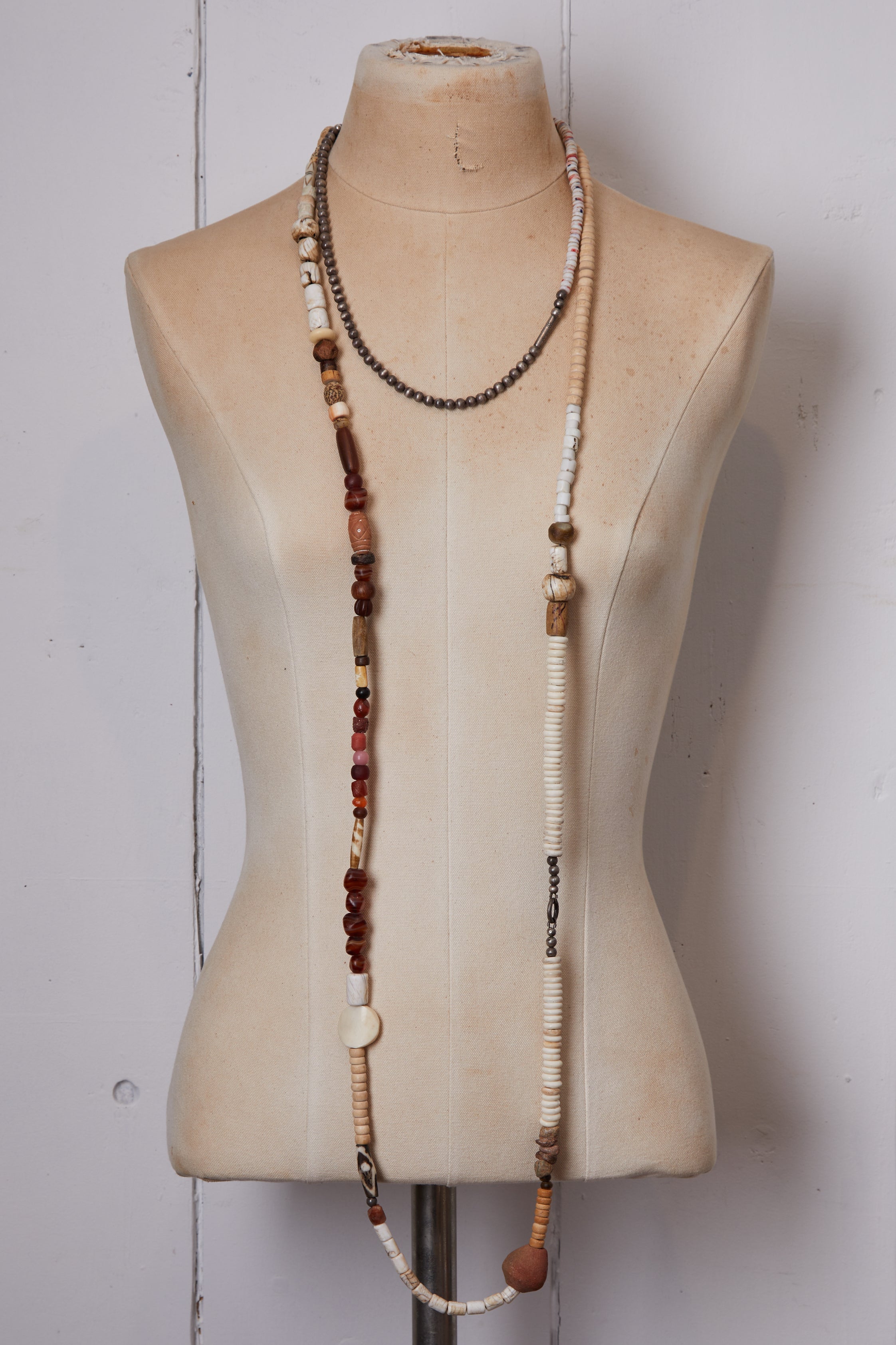 LONG WHITE POTTERY NECKLACE
