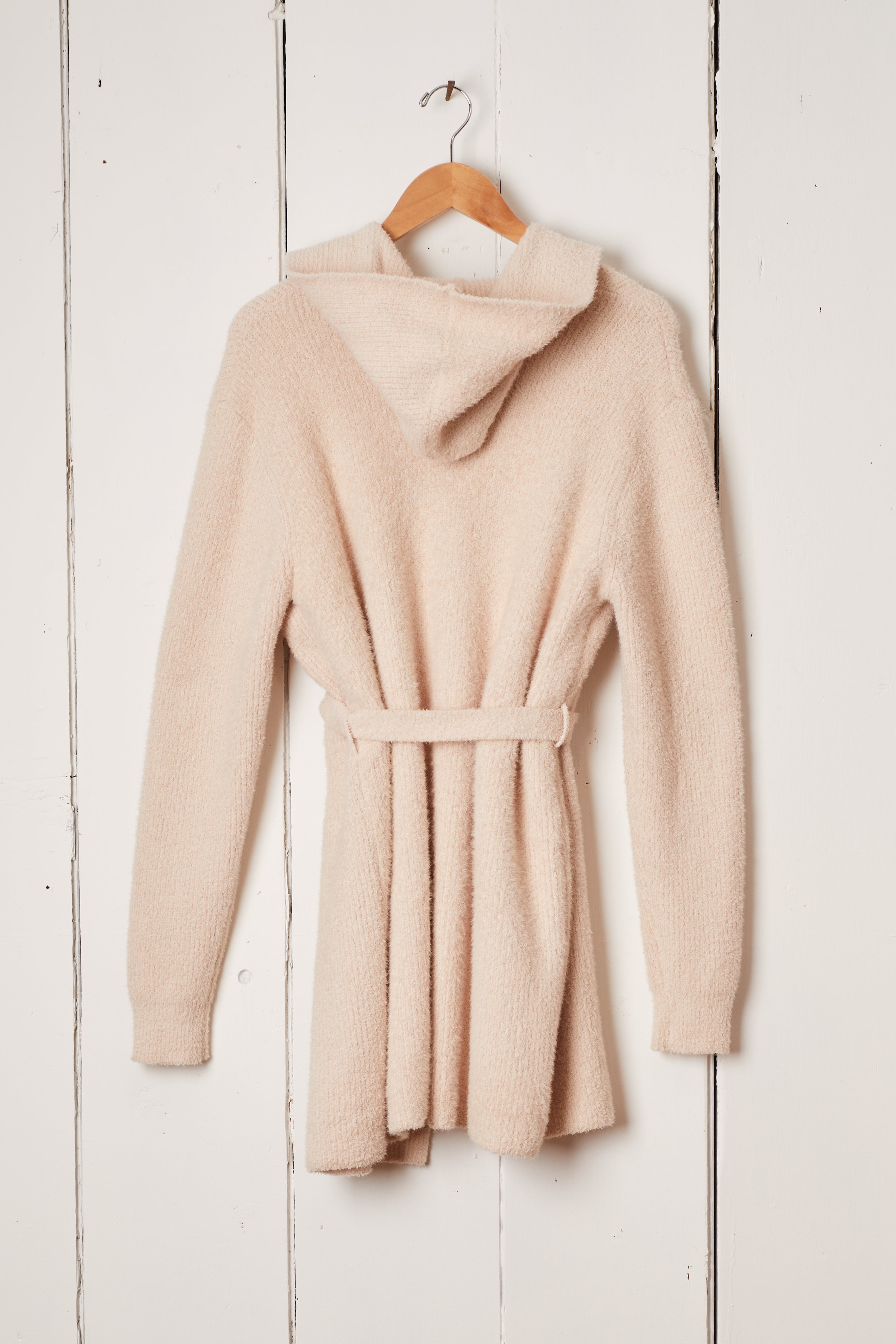 CLASSIC BLUSH WRAP HOODED CARDIGAN