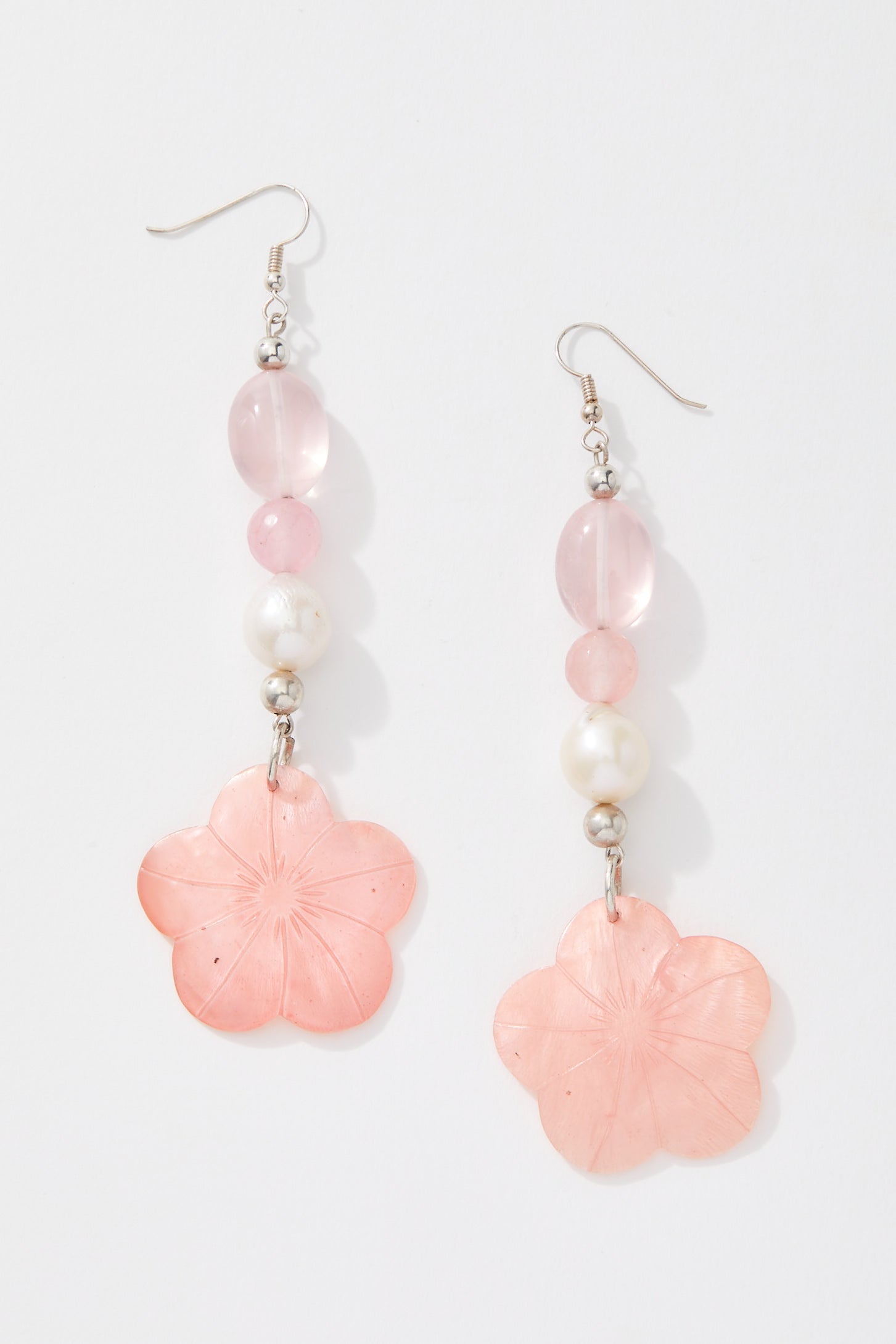 IM REALLY A GOOD GIRL PINK FLOWER AND PEARL EARRINGS