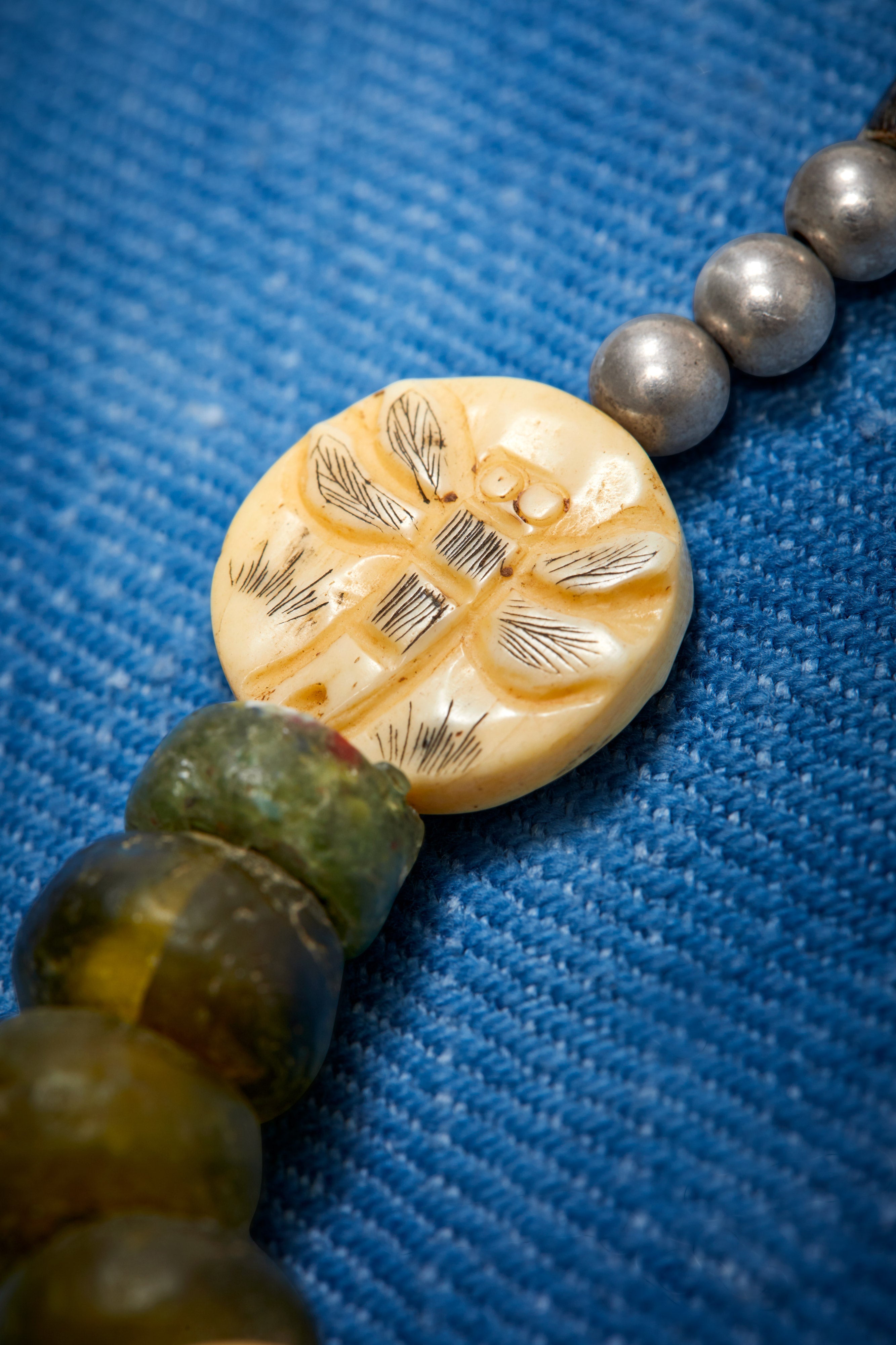 BLUE-GREEN TURQUOISE DRAGONFLY WRAP-AROUND NECKLACE