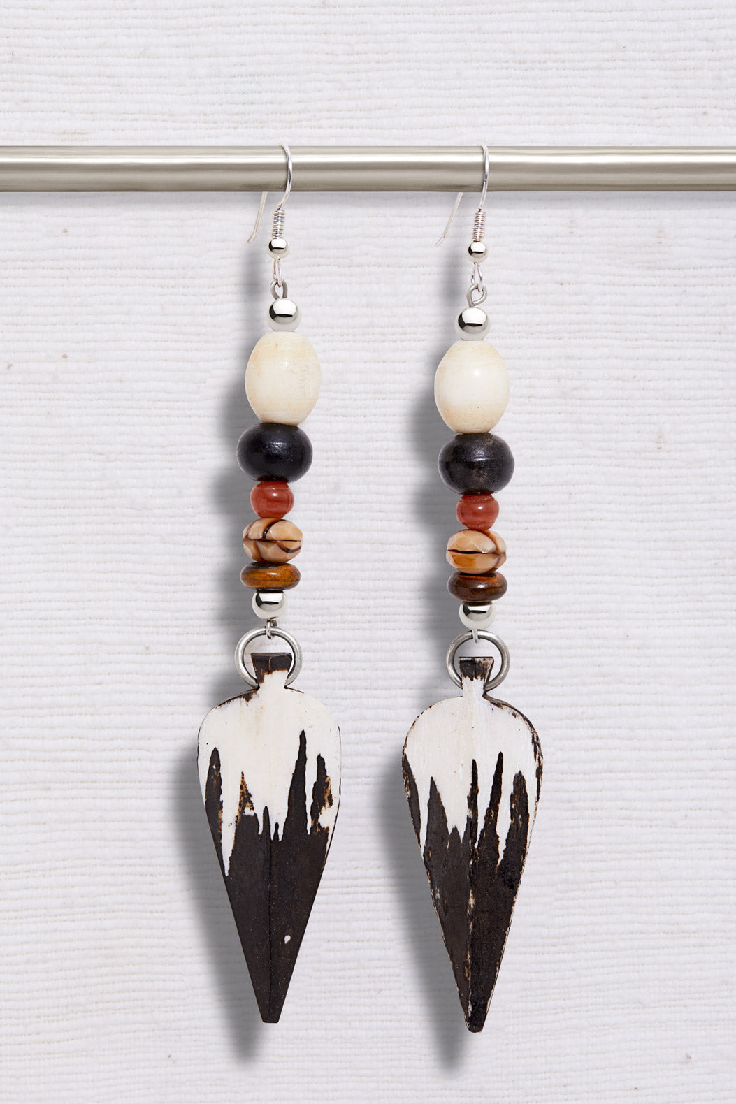 CAMPFIRE WHITE LONG SAFARI EARRINGS