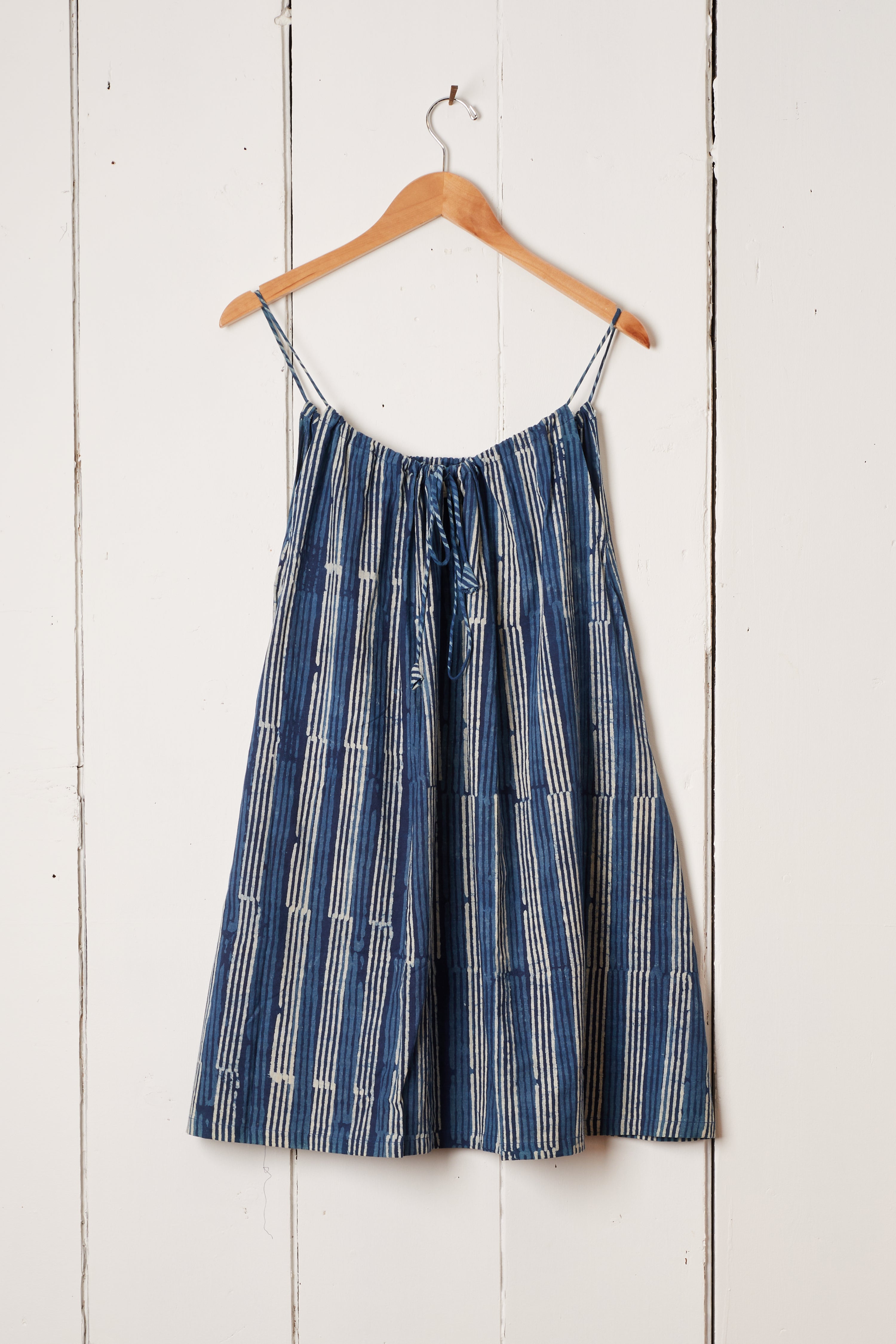 DEEP BLUE INDIGO STRIPE WAIKIKI DRESS